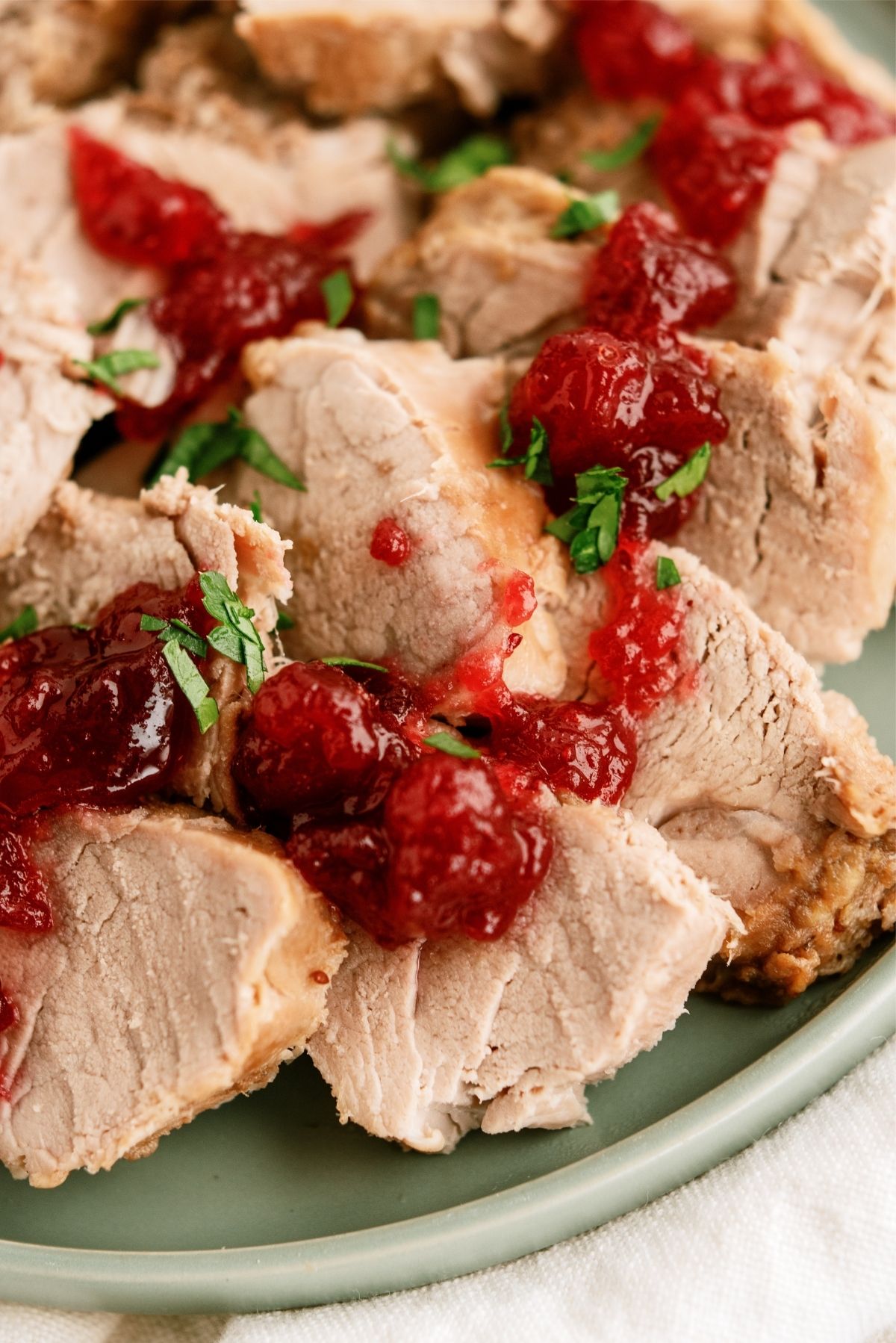 Slow Cooker Cranberry Pork Loin on a plate