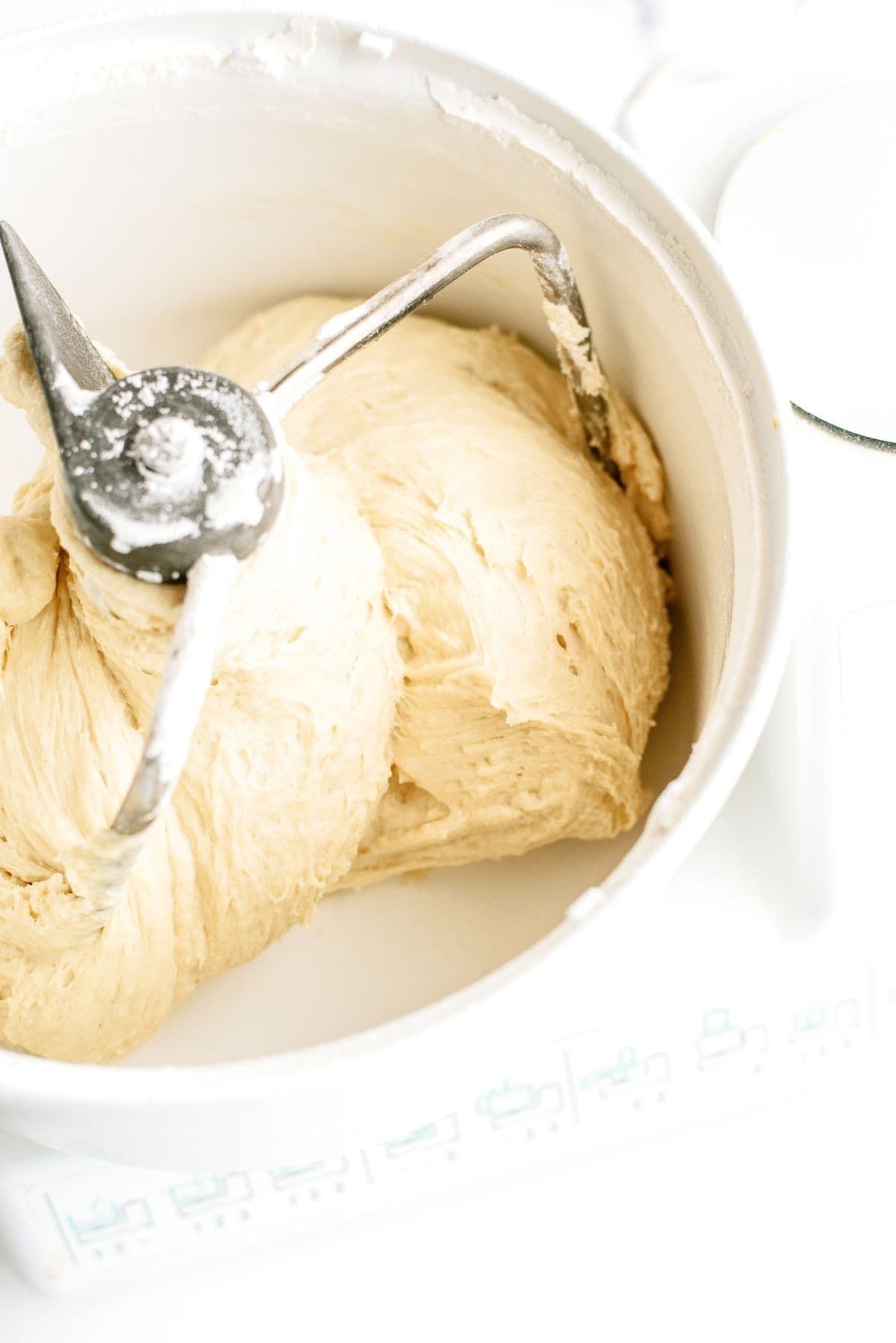 Dough being kneaded in the stand mixer