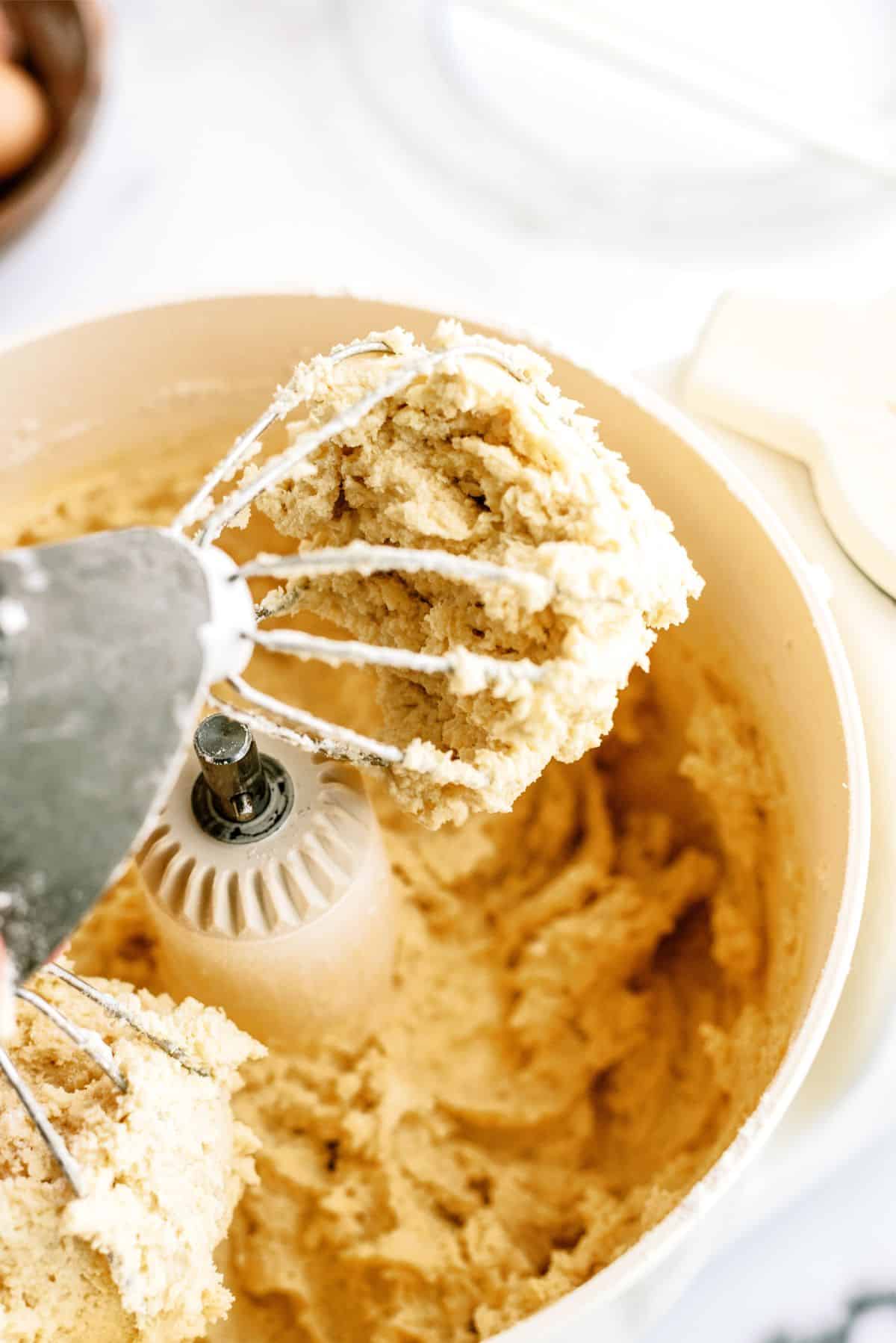 bar dough for Cherry Pie Bars in mixing bowl