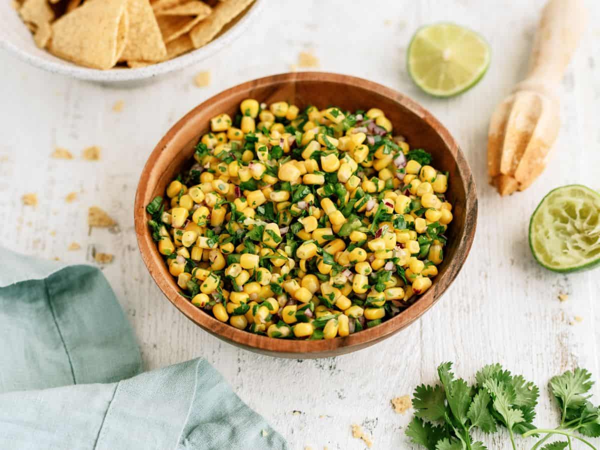 Bowl of Copycat Chipotle Corn Salsa