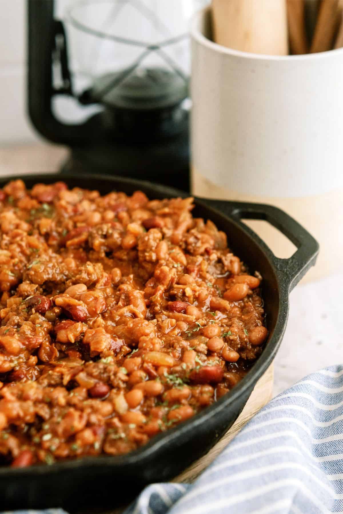 Cowboy Baked Beans in pan