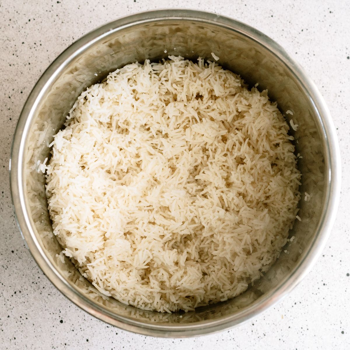Fluffed white rice in the Instant Pot