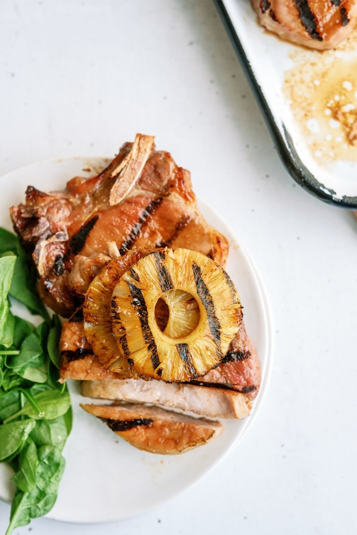 Grilled Hawaiian Pineapple Pork Chops on a plate