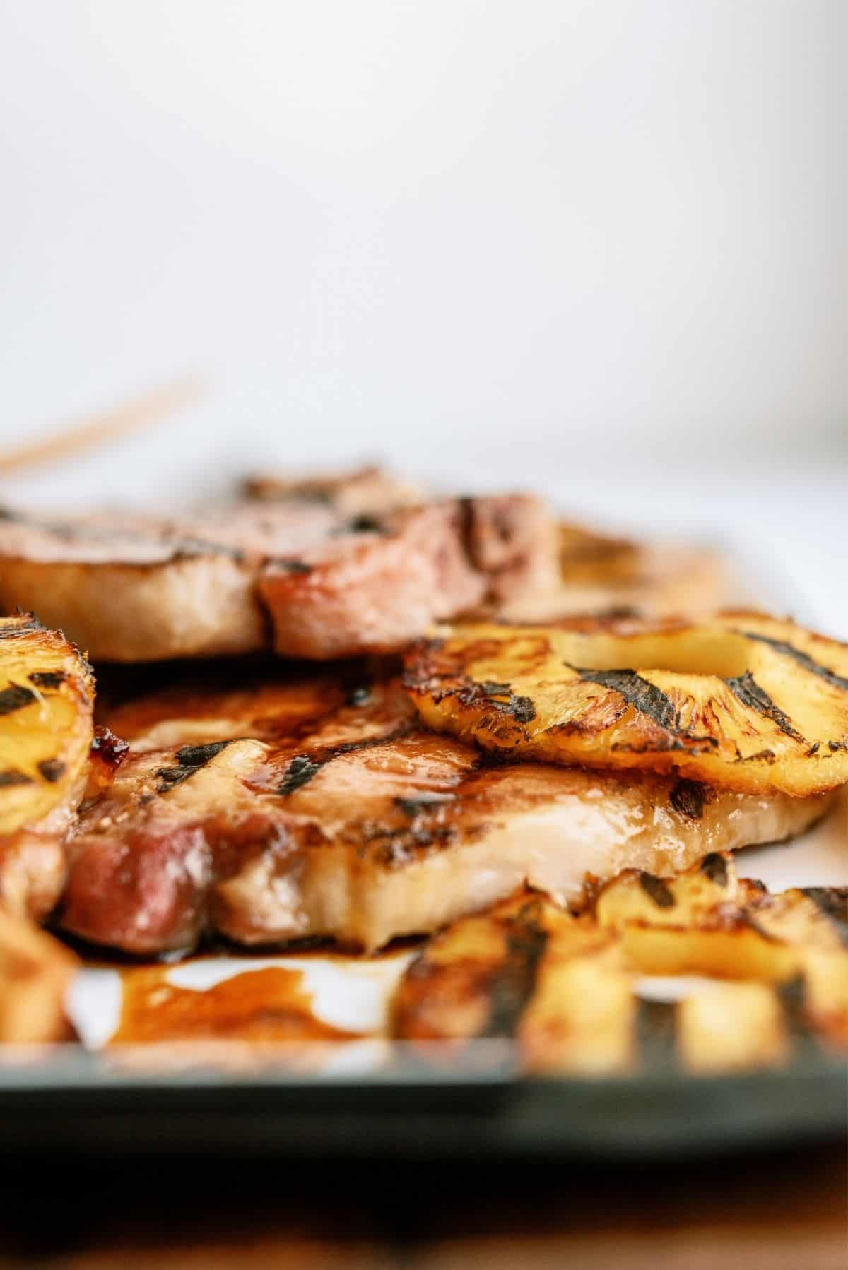 Grilled Hawaiian Pineapple Pork Chops on a plate