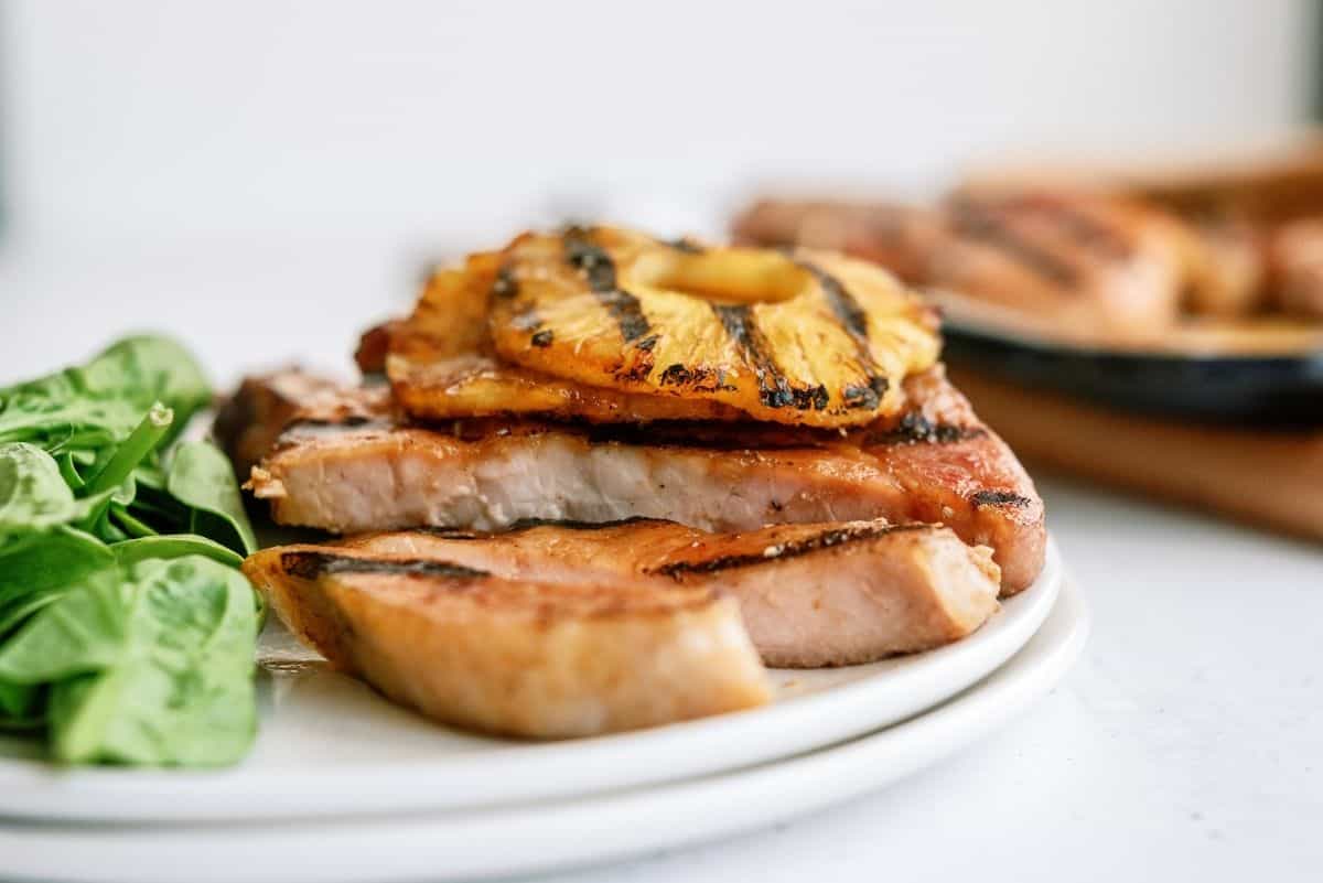 Grilled Hawaiian Pineapple Pork Chop on a plate.