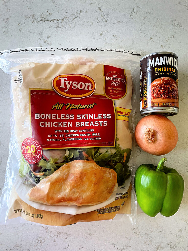 Ingredients needed to make slow cooker shredded chicken sloppy joes