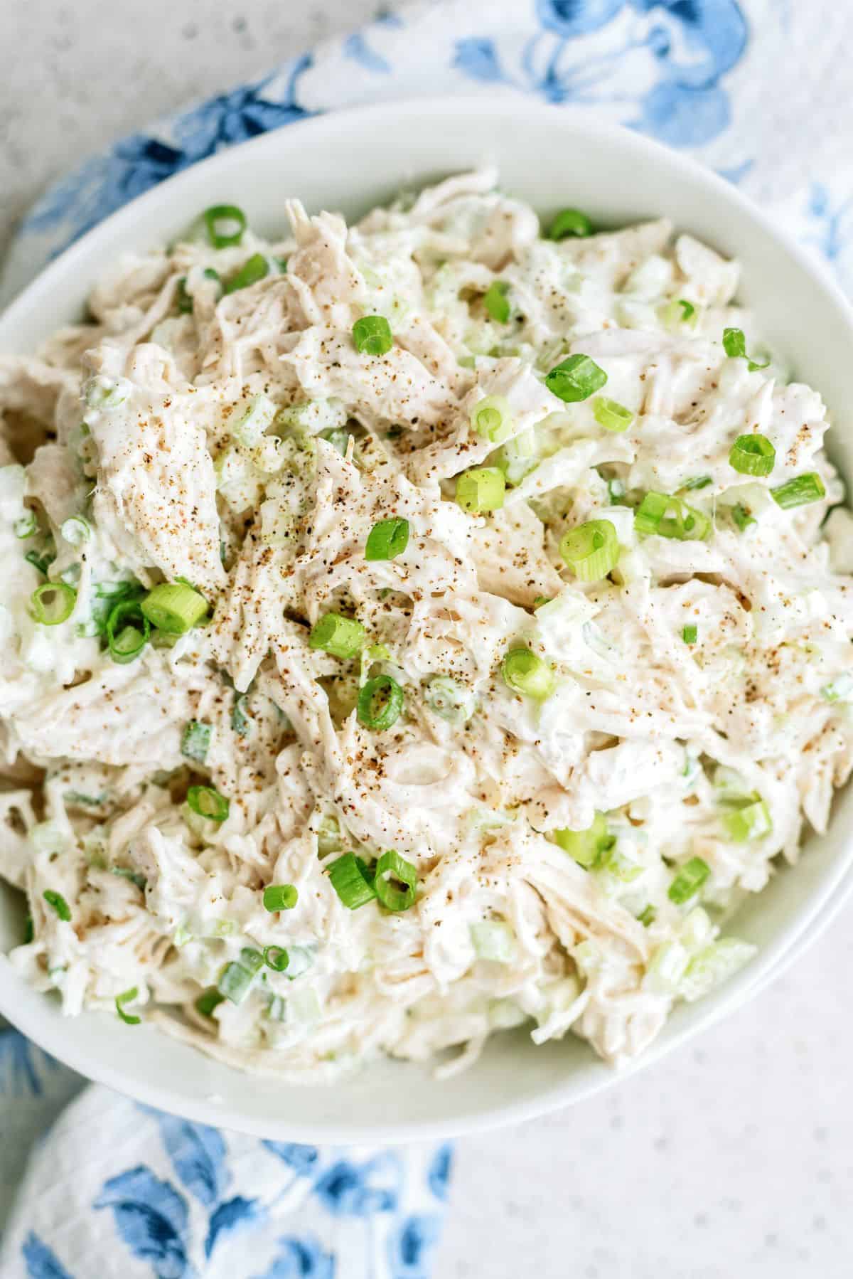 Kneaders Copycat Chicken Salad in a mixing bowl