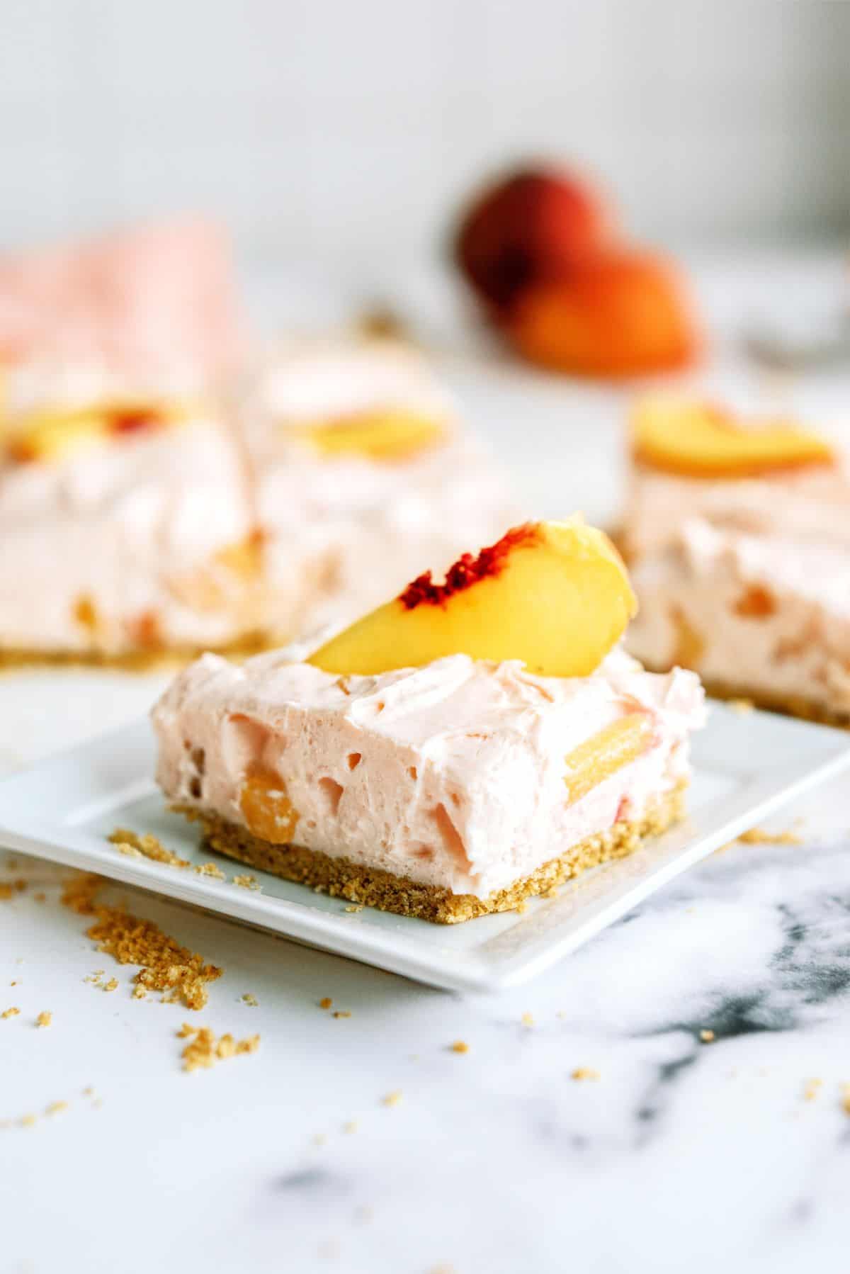 No Bake Peach Cheesecake Bars