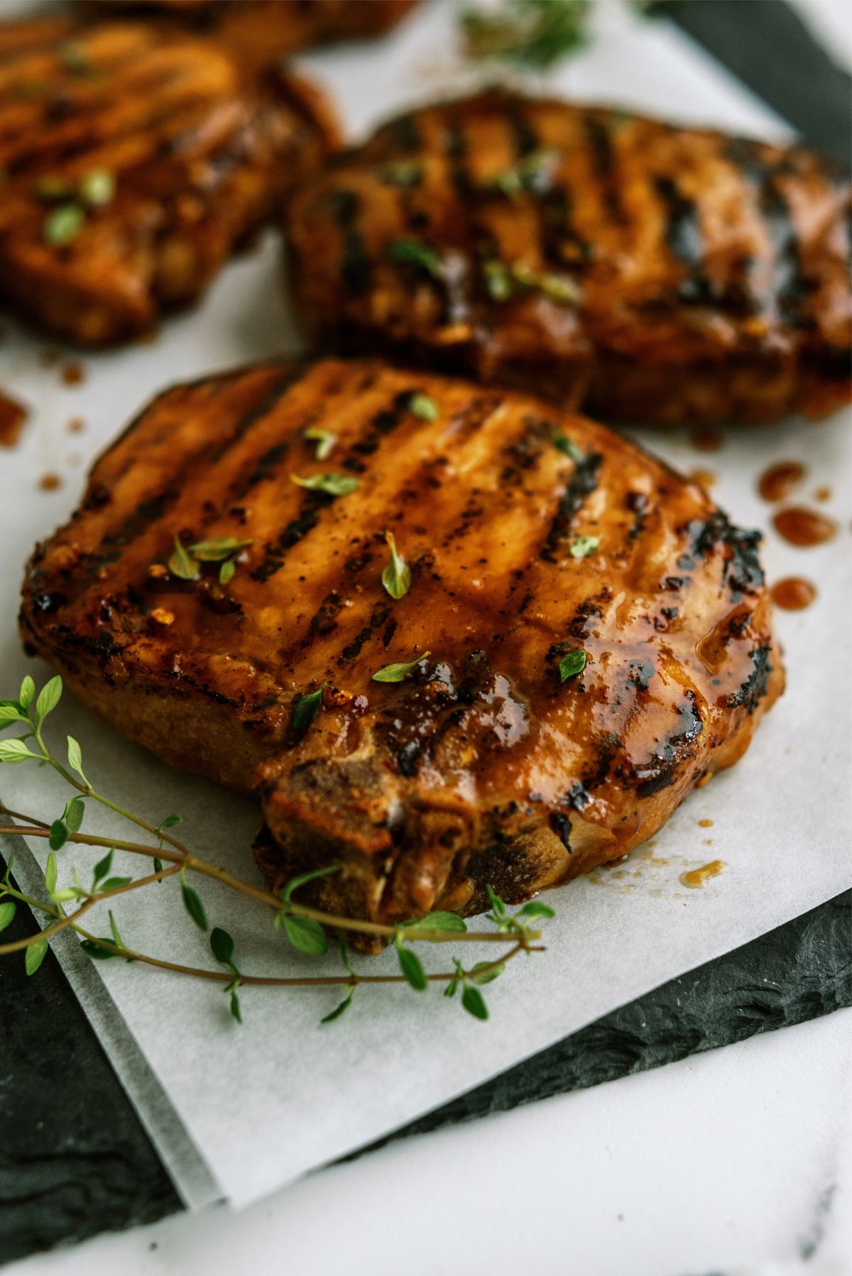 Perfectly Juicy Grilled Pork Chops on a sheet pan
