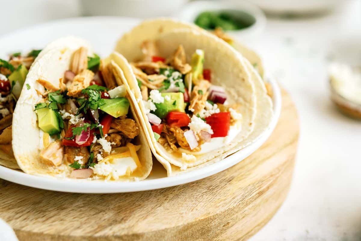 2 Instant Pot Green Chile Pork Tacos on a plate