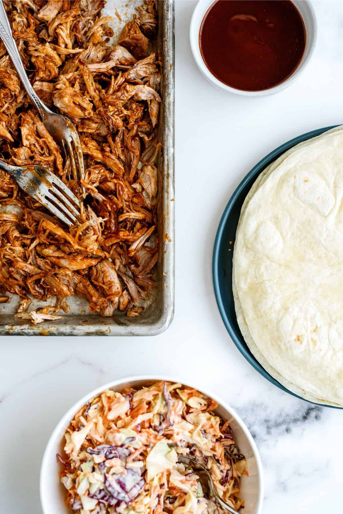 Ingredients needed to make Instant Pot Honey BBQ Pork Wraps