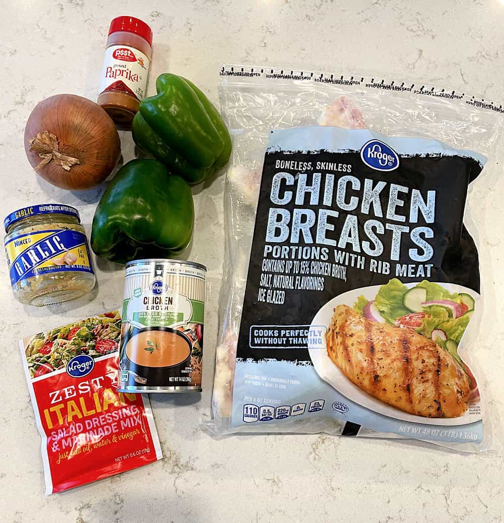 Ingredients for Instant Pot Chicken Philly Cheesesteak Sandwiches Recipe