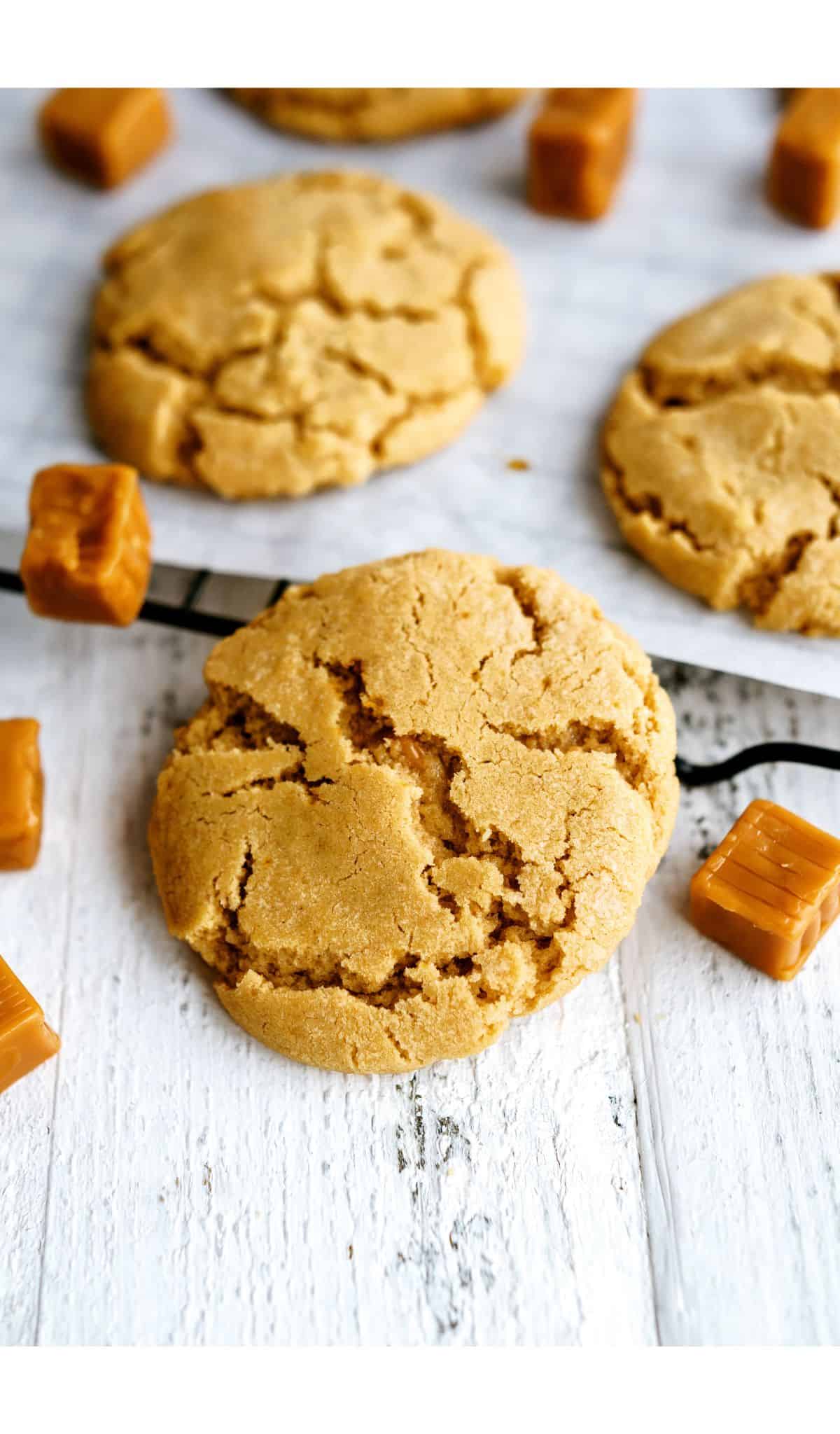 Close up of Apple Cider Caramel Cookies