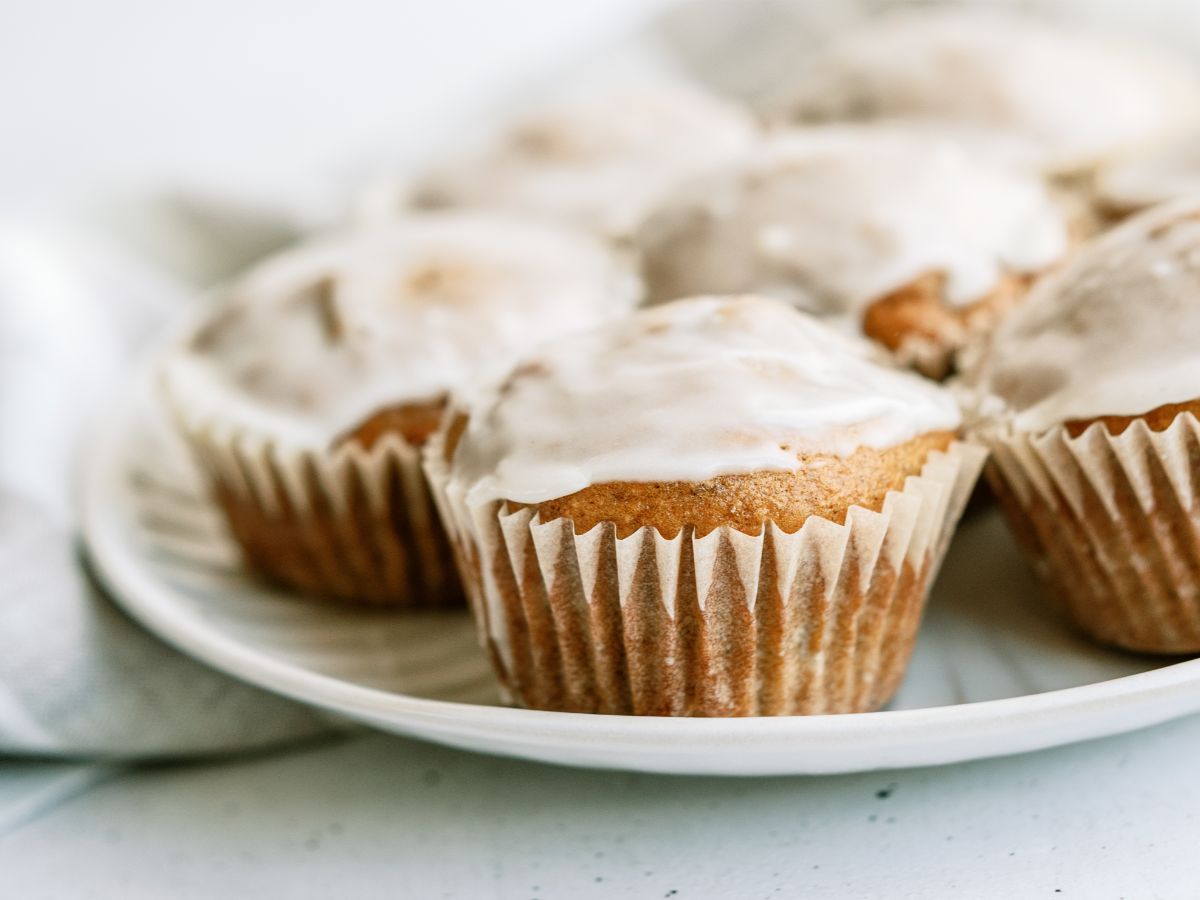 Baked Apple Fritter Muffins on a plate