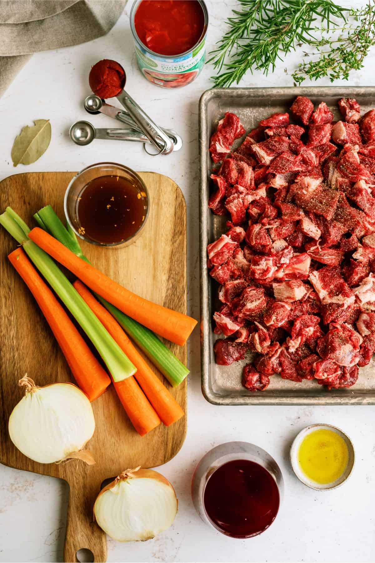 Ingredients needed to make Instant Pot Beef Daube Stew