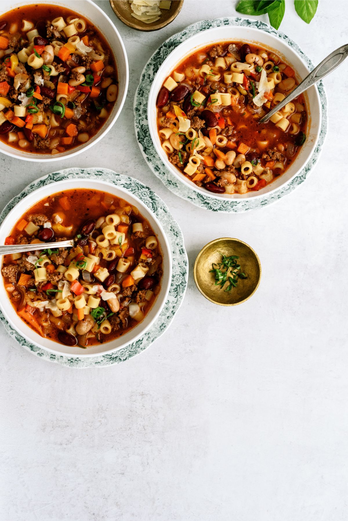 3 bowls of Instant Pot Pasta e Fagioli Recipe (Olive Garden Copycat)