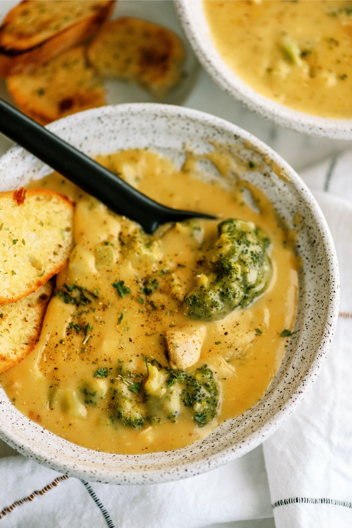 A bowl of Chicken and Broccoli Cheese Soup