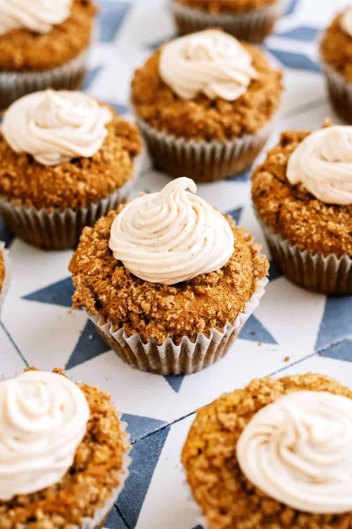 Copycat Disneyland Pumpkin Muffins with frosting