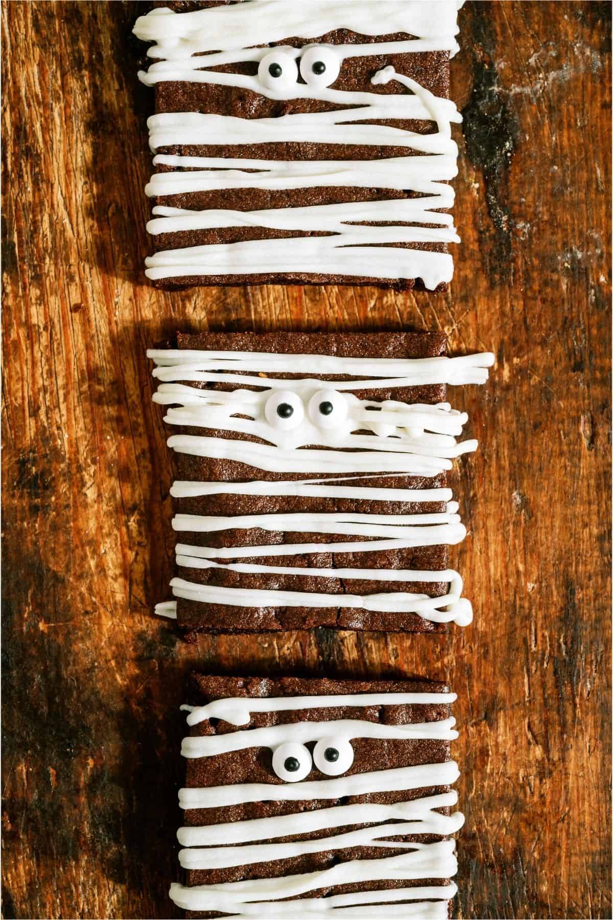 3 Halloween Mummy Brownies in a row.