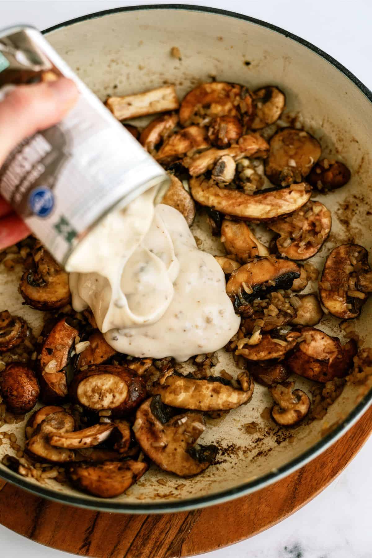 Adding cream of mushroom soup to gravy ingredients