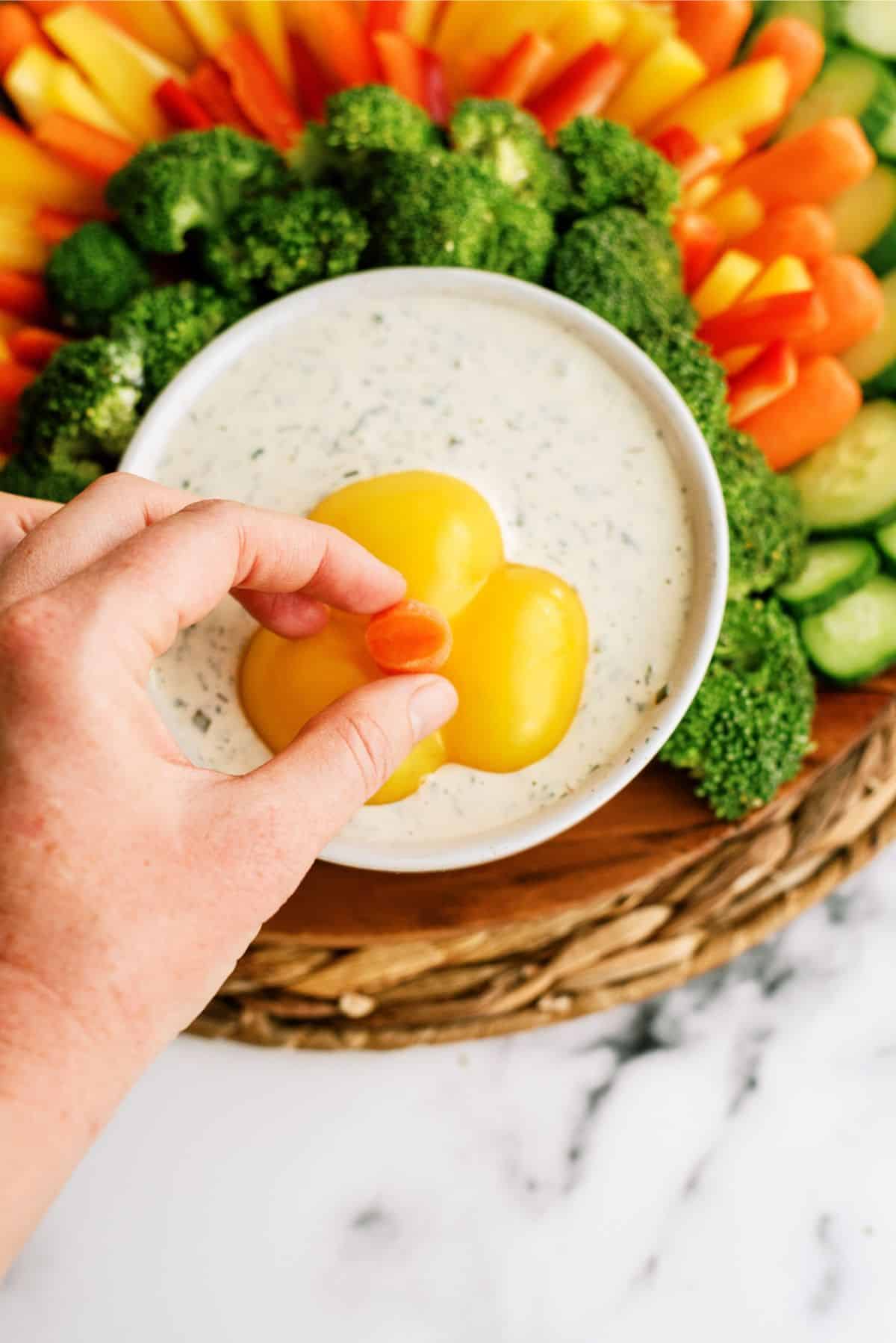 Bottom of bell pepper put in ranch bowl