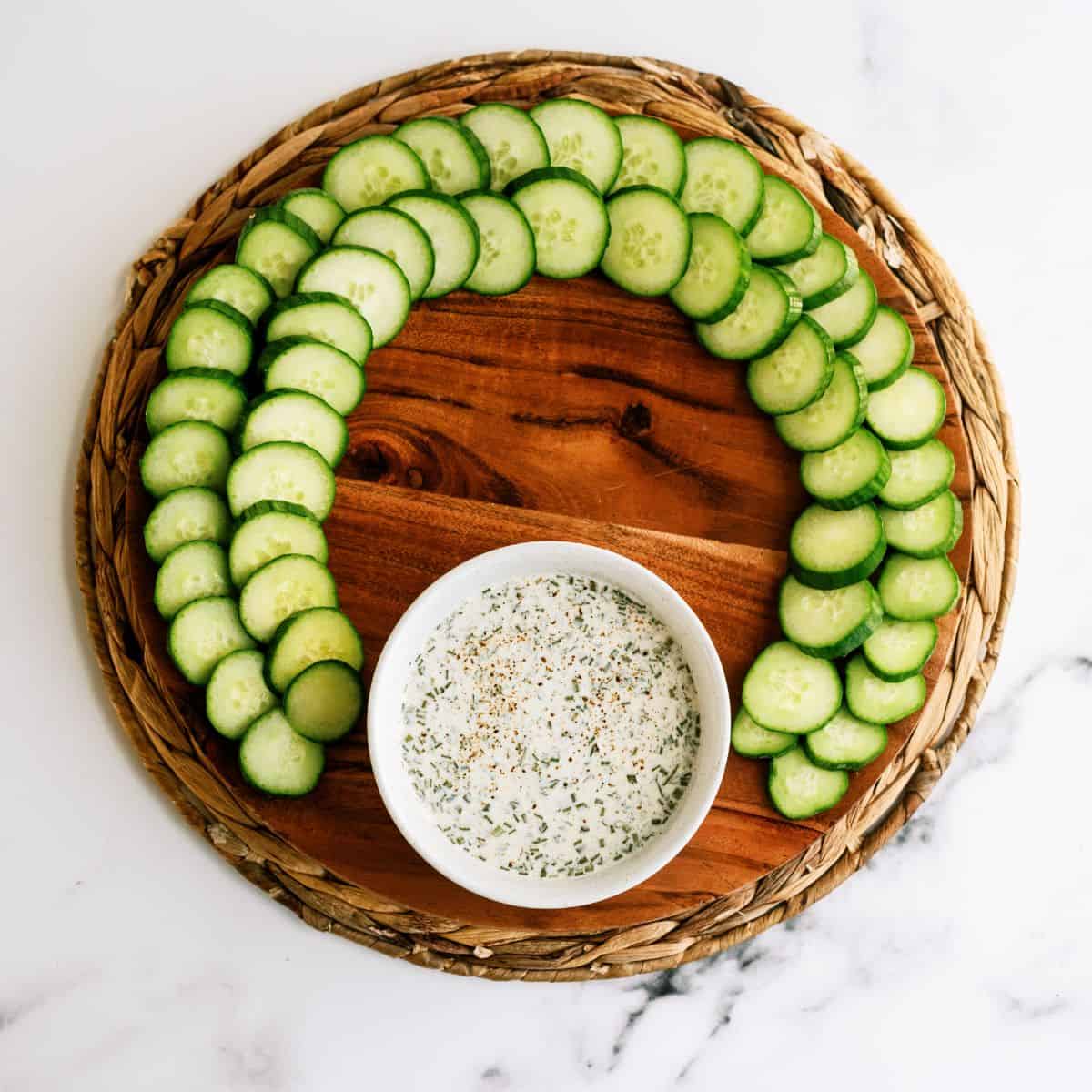 Fresh vegetables sliced and displayed as feathers for the Thanksgiving Turkey Vegetable Tray and Homemade Ranch Dip