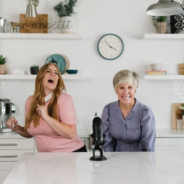 Stephanie and Cyd at the Kitchen Counter