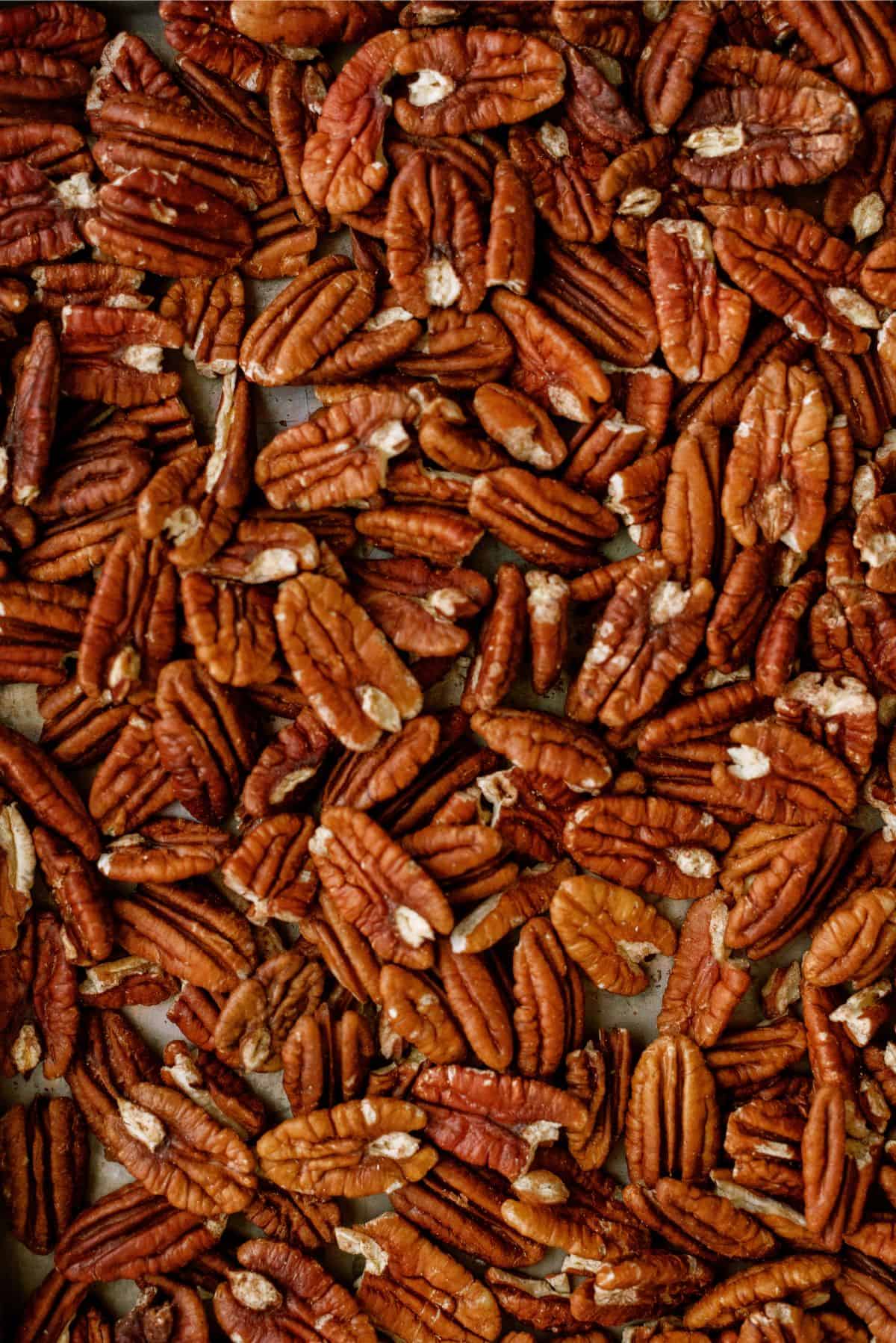 Pecans on a baking sheet