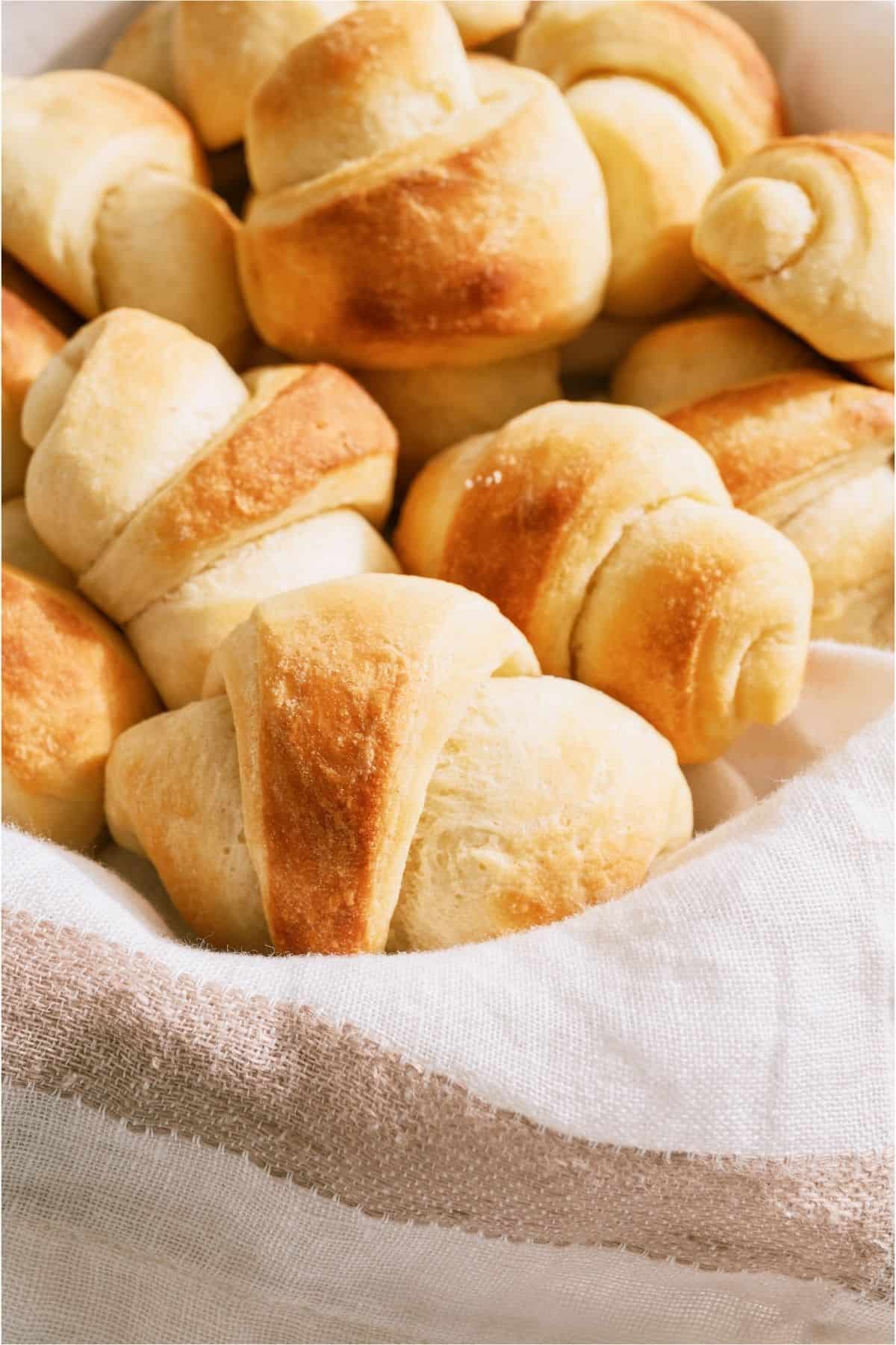 Easy Homemade Rolls in a basket.