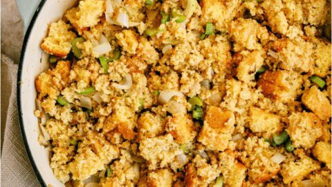 sachin and babi light blue dress Southern Cornbread Dressing Recipe main image 1