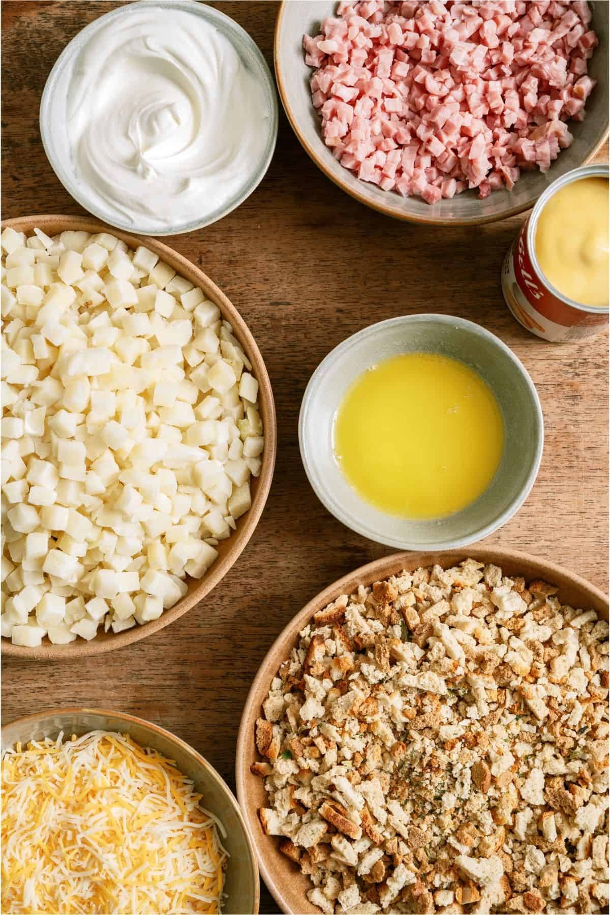 Ingredients needed to make Slow Cooker Ham and Potato Casserole
