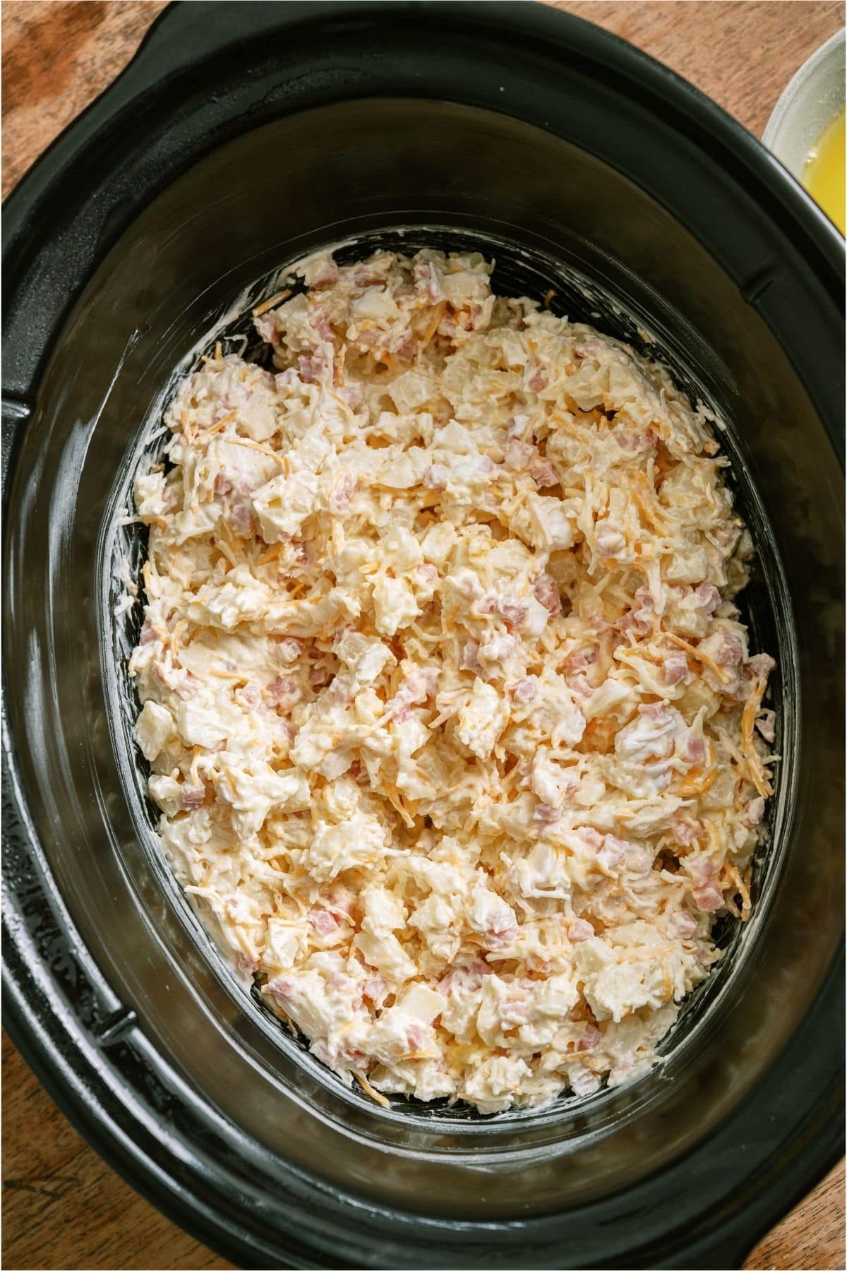 Ingredients mixed together in slow cooker.