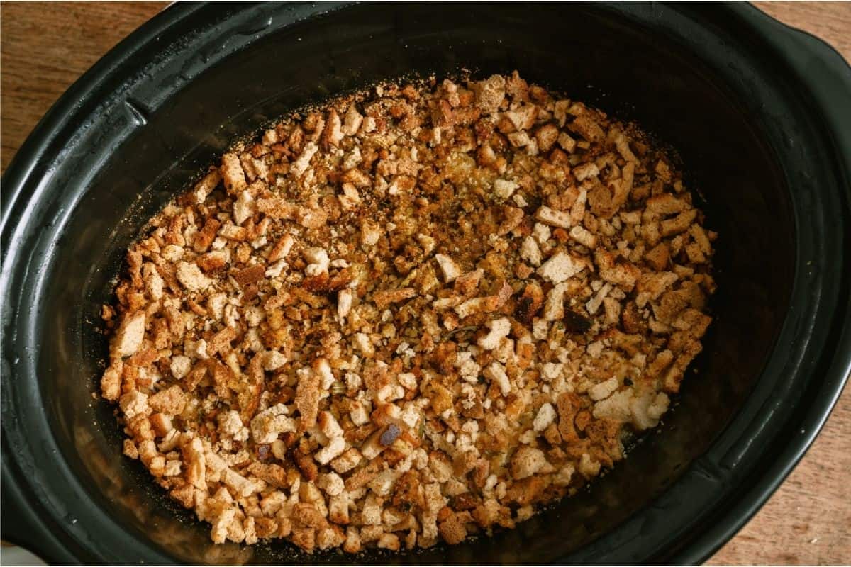 Slow Cooker Ham and Potato Casserole in the slow cooker.