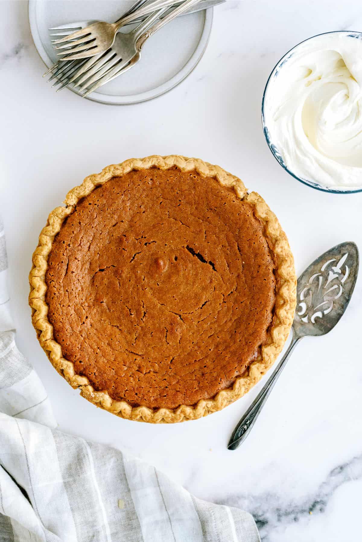 Baked Sweet Potato Pie in pie tin