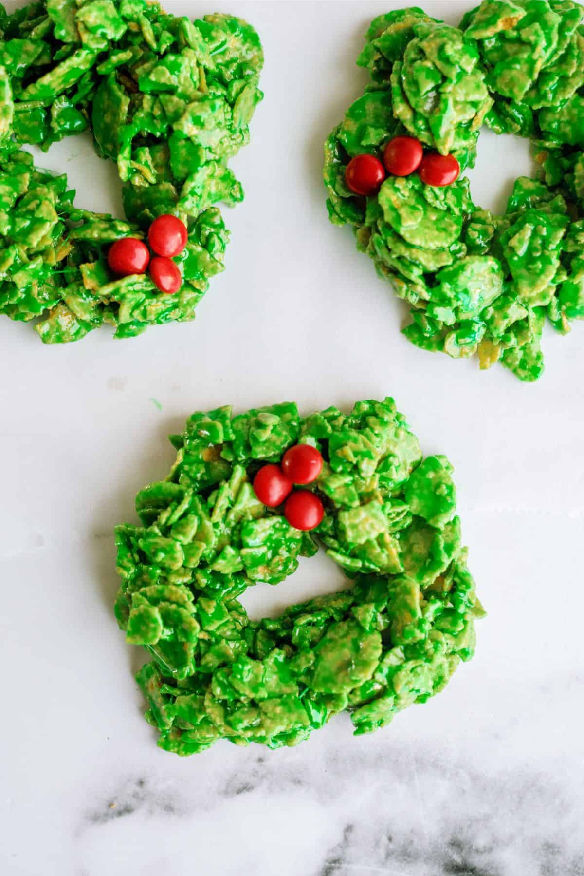 3 Cornflake Christmas Wreath Cookies 