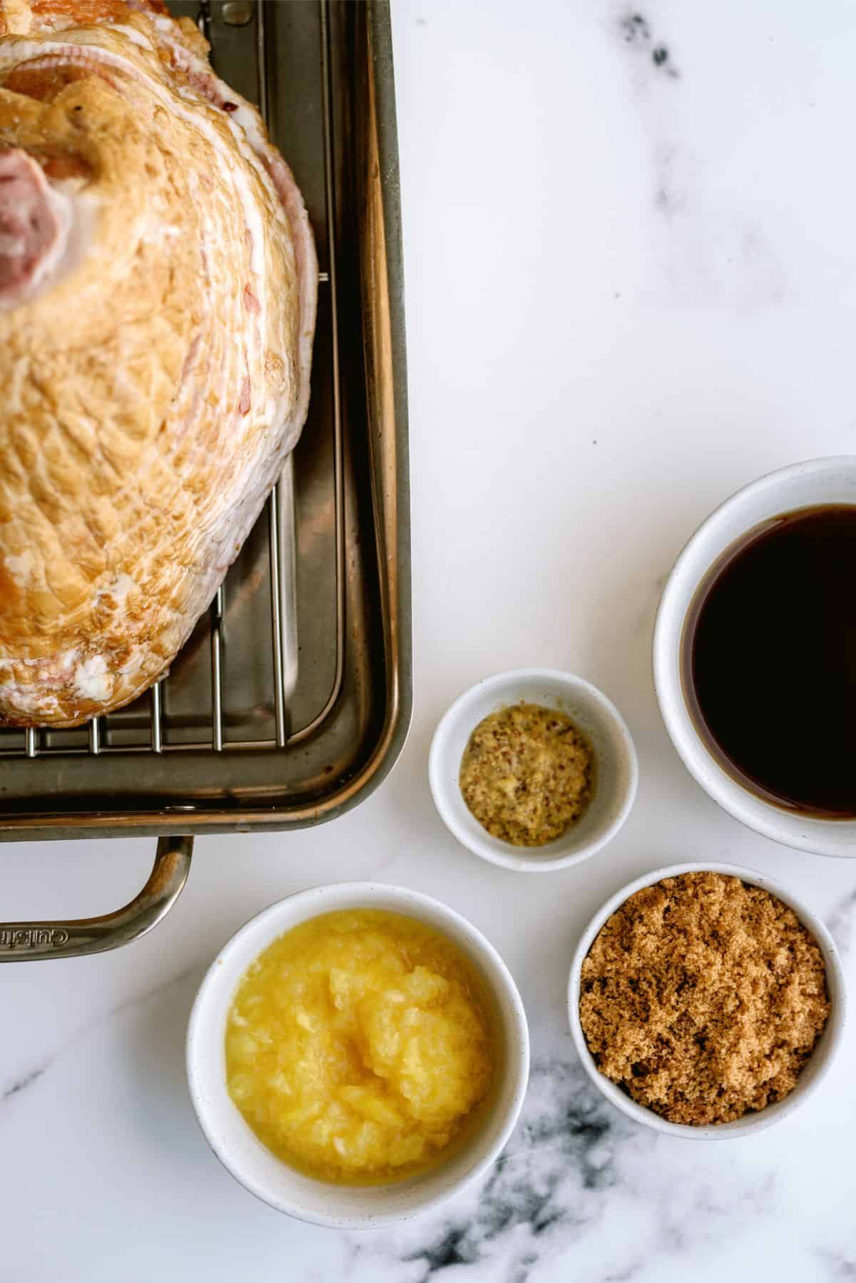 Ingredients needed to make Dr. Pepper Glazed Ham Recipe