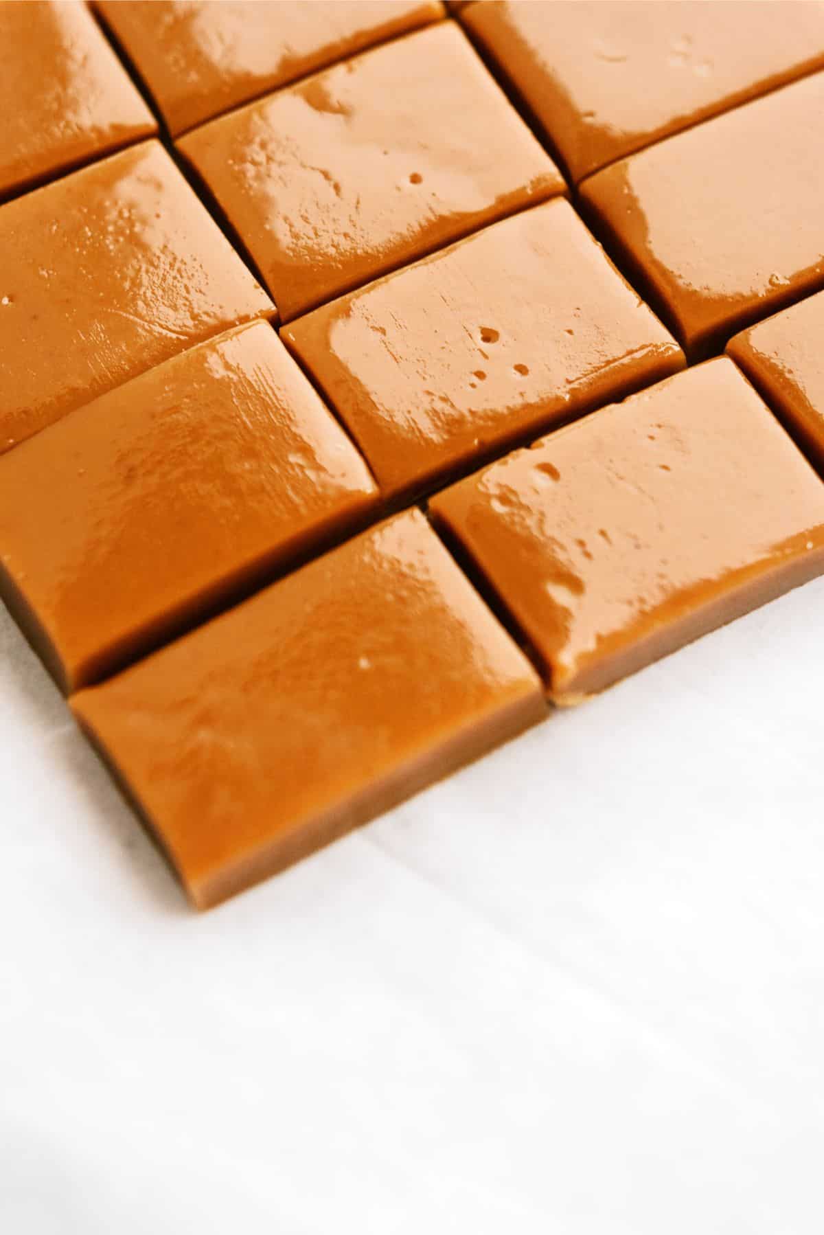 Caramels cut into pieces