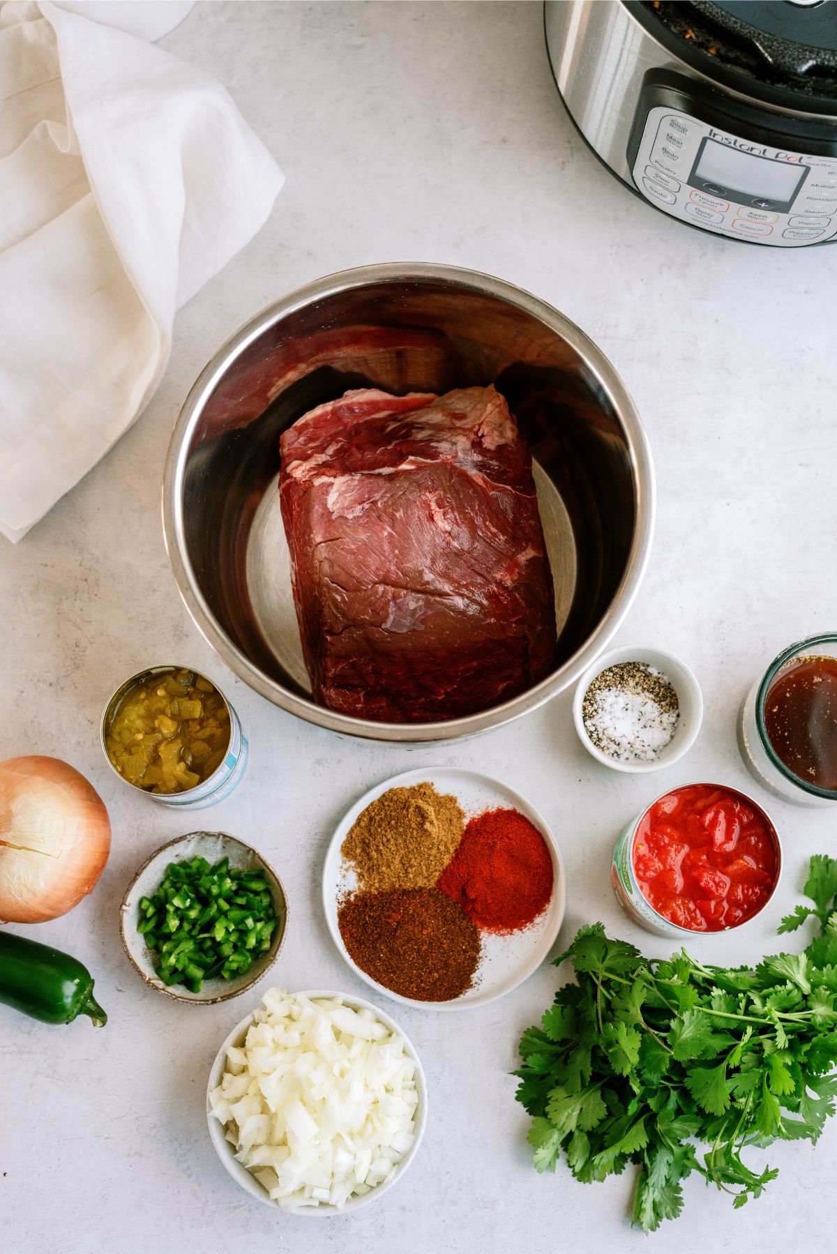 Ingredients needed to make Instant Pot Southwest Shredded Beef Sandwiches Recipe