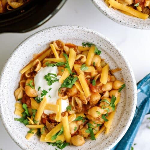 slow cooker cheesy beef taco pasta