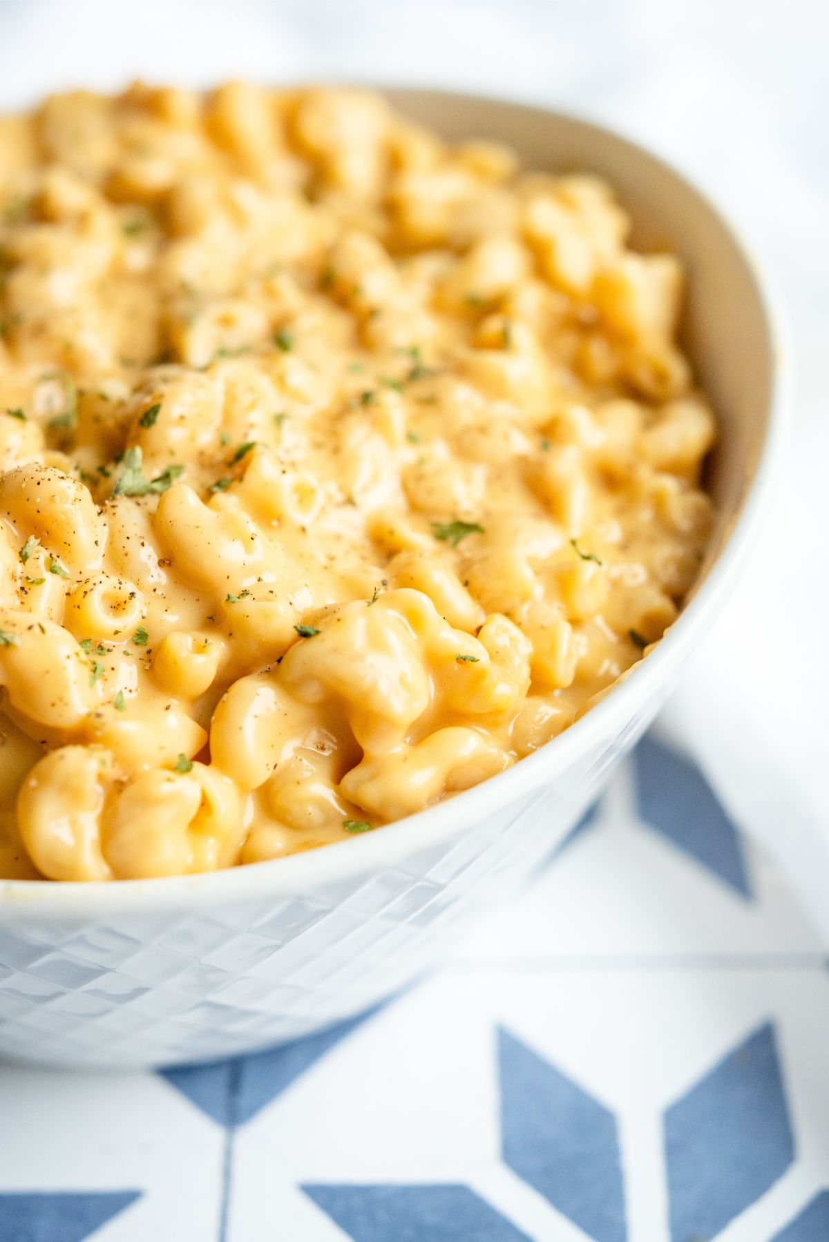 Close up of Instant Pot Easy Mac and Cheese in a serving bowl