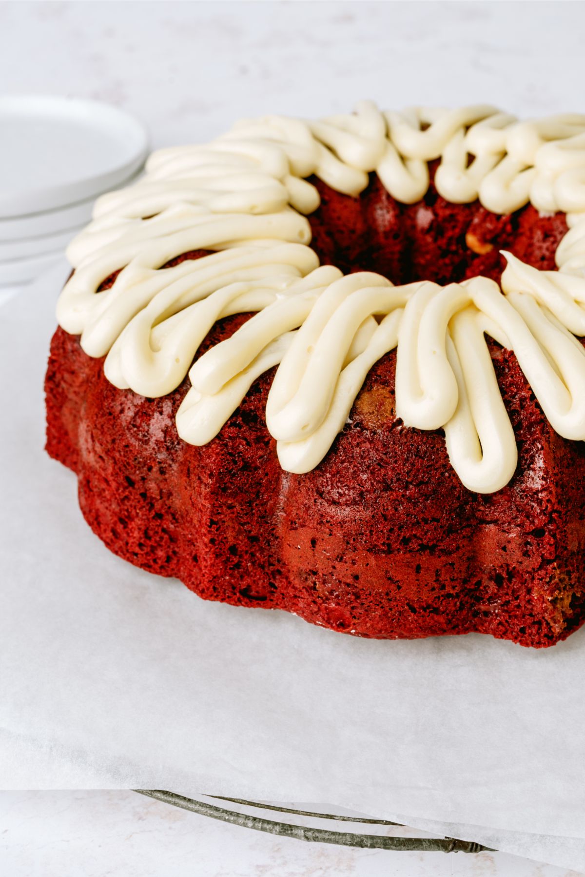 Red Velvet Bundt Cake with frosting