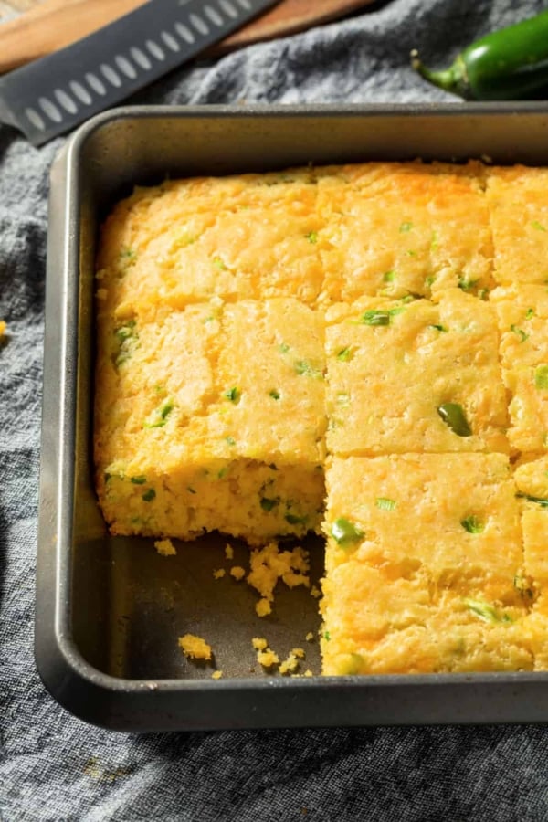 southwest cornbread in a pan