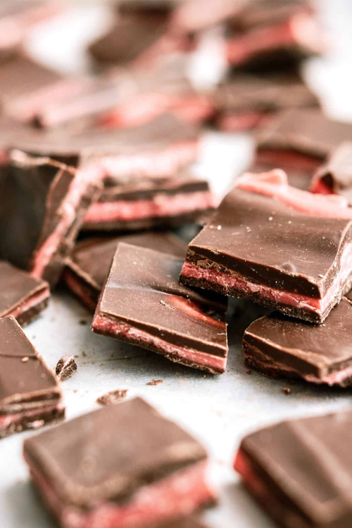 Valentine’s Thin Mints cut into squares