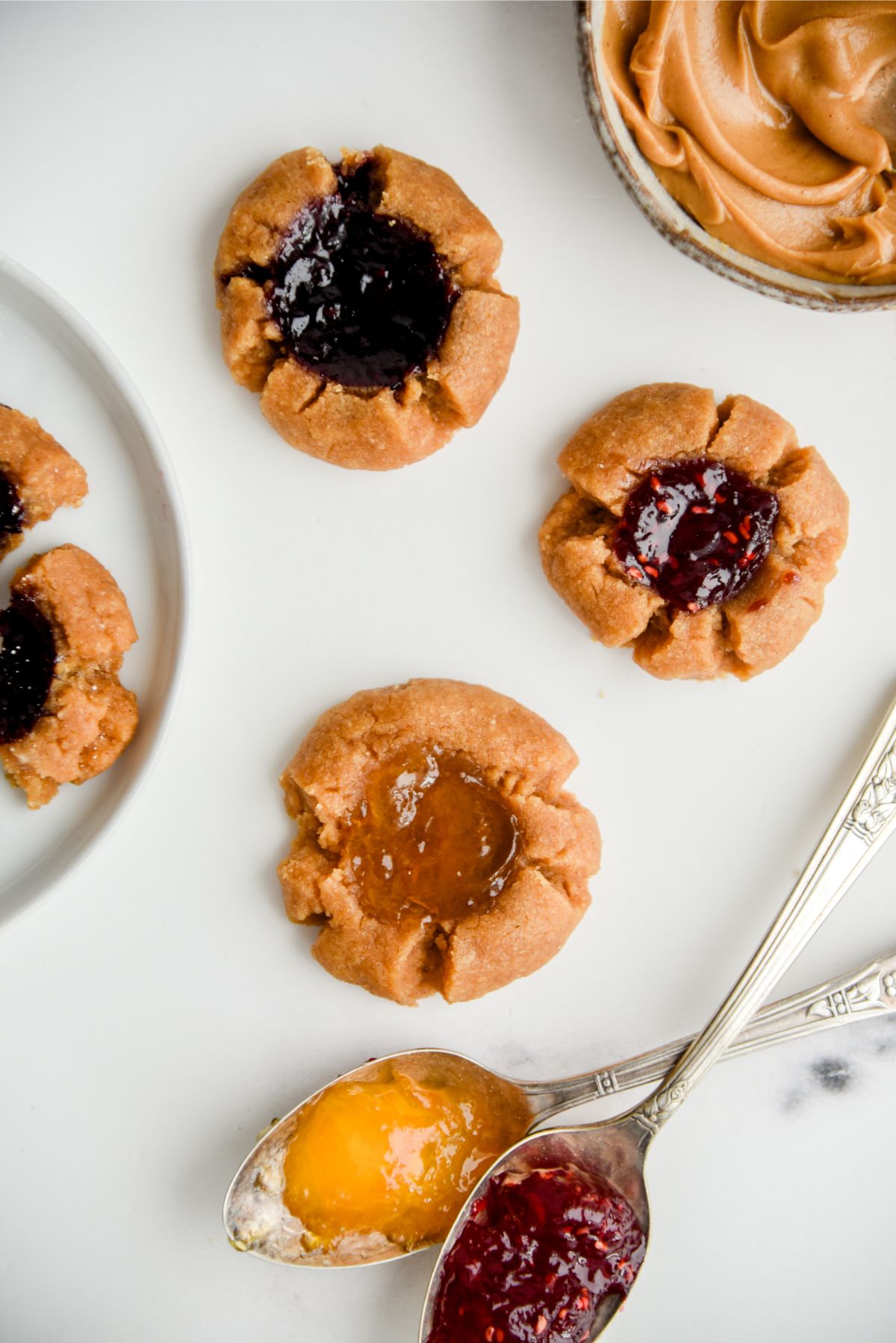 5 Ingredient Peanut Butter and Jam Thumbprint Cookies Recipe
