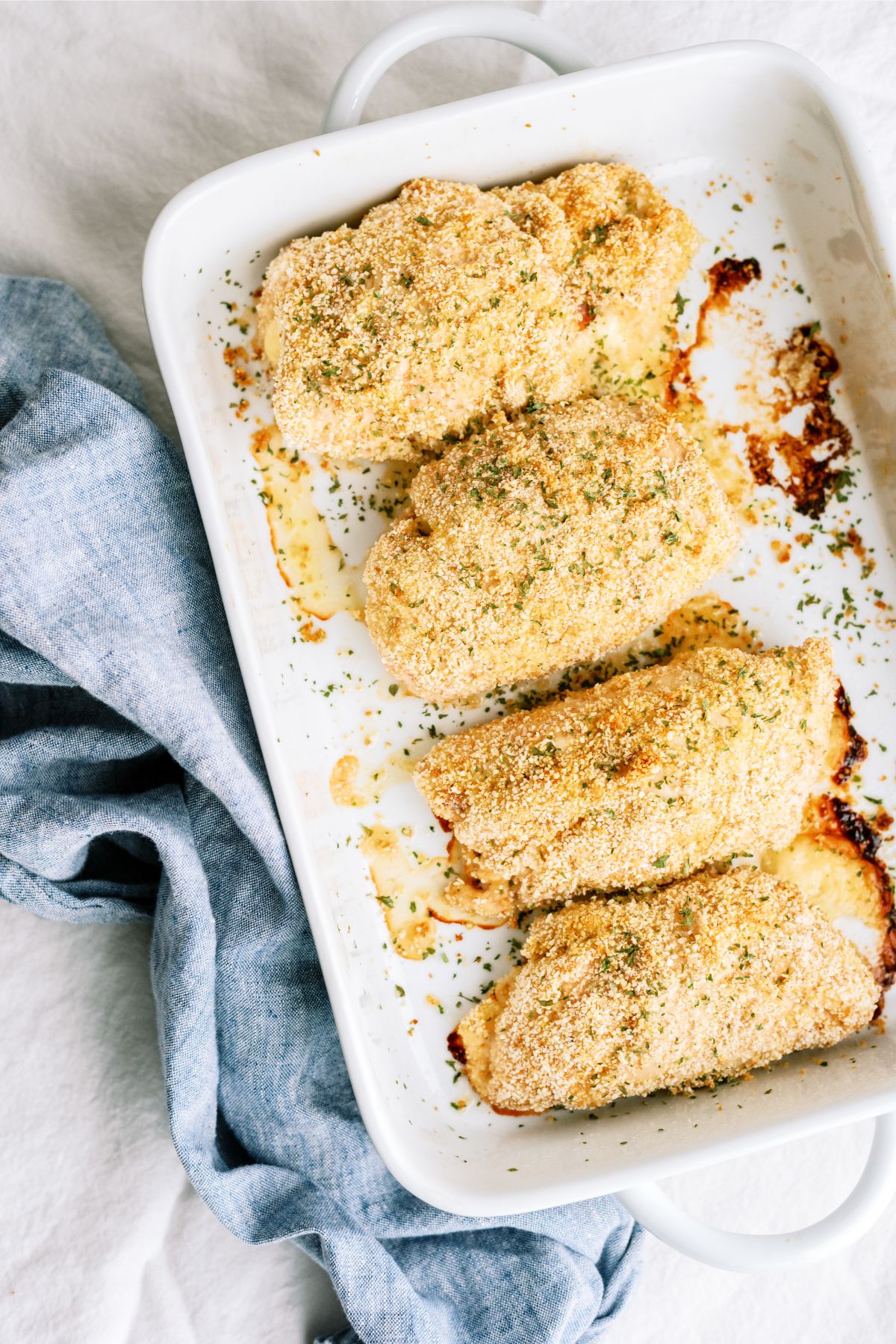 Cooked Easy Chicken Cordon Bleu in baking dish