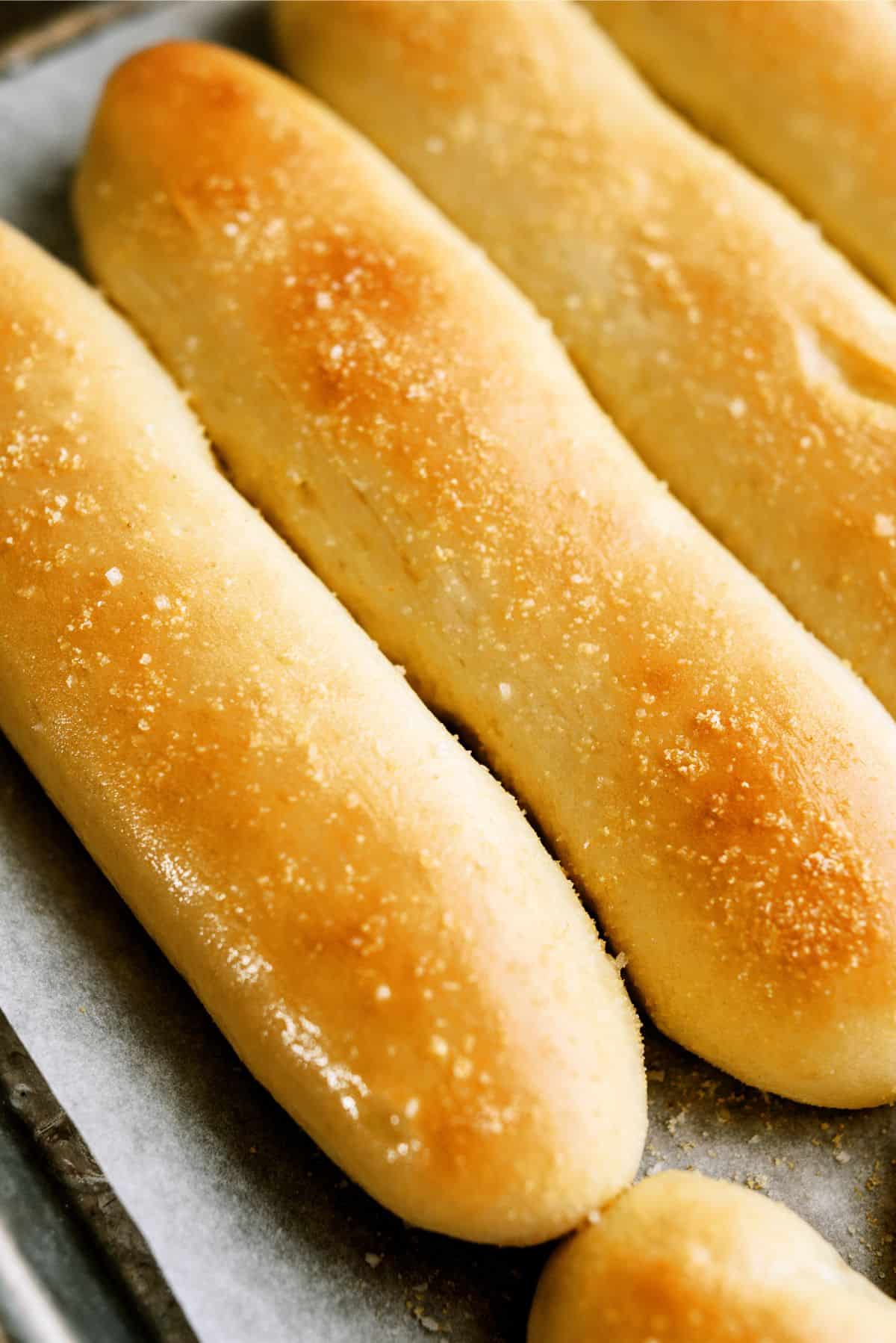 Olive Garden Breadsticks Copycat on a pan