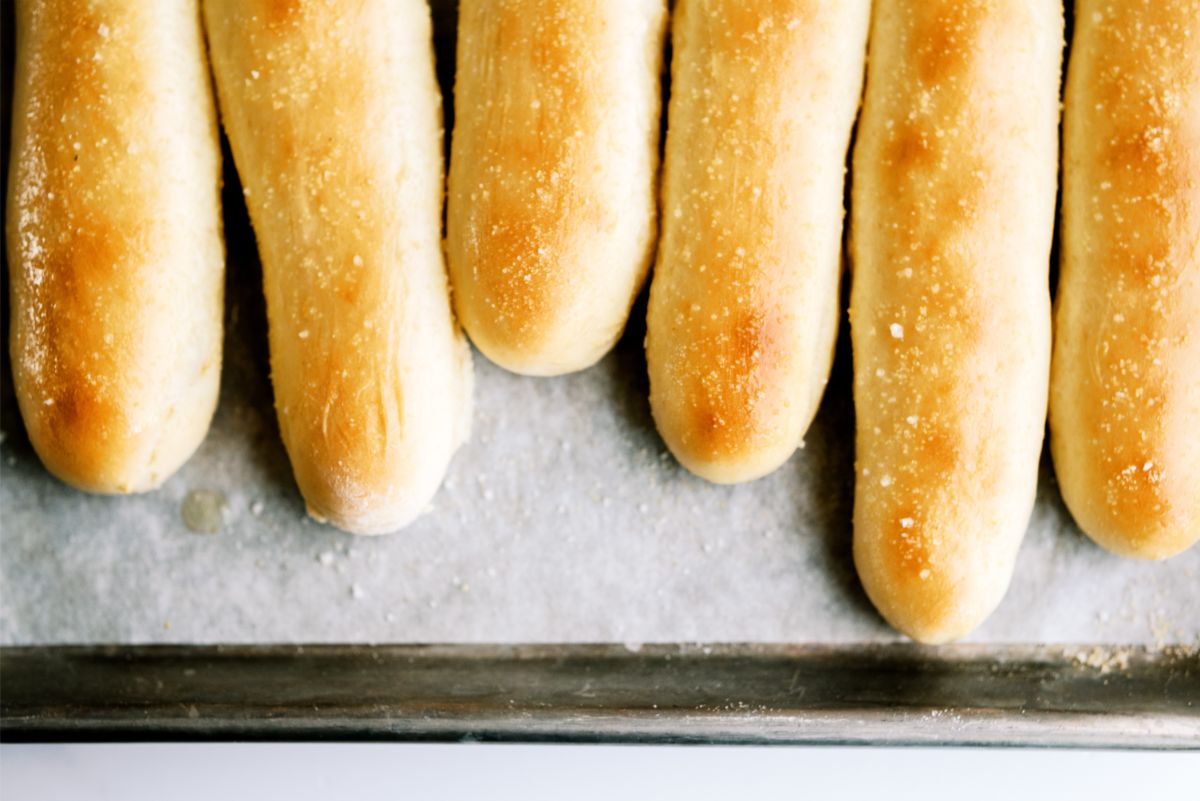 Olive Garden Breadsticks Copycat Recipe on sheet pan
