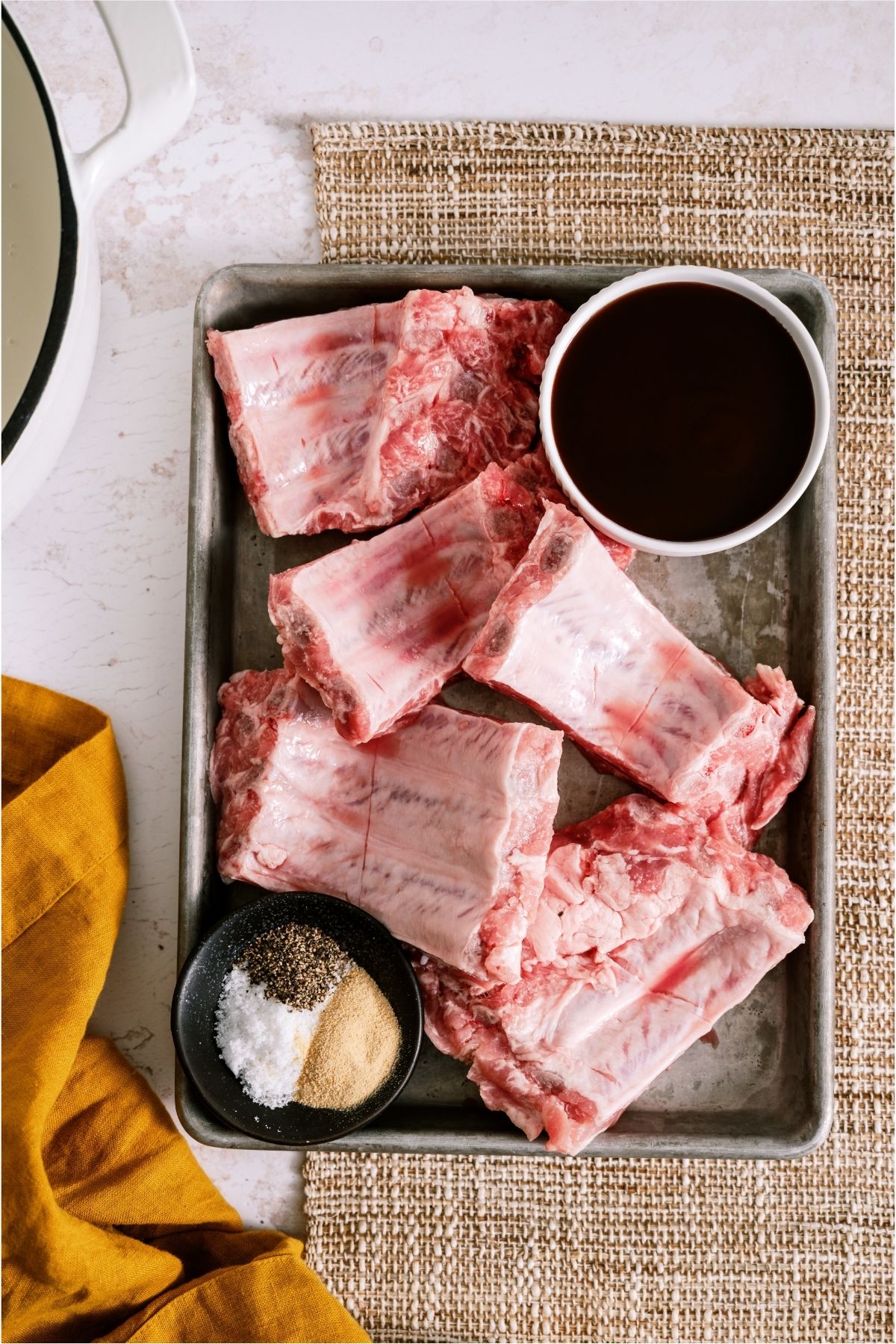 Ingredients needed to make Oven Baked BBQ Ribs.