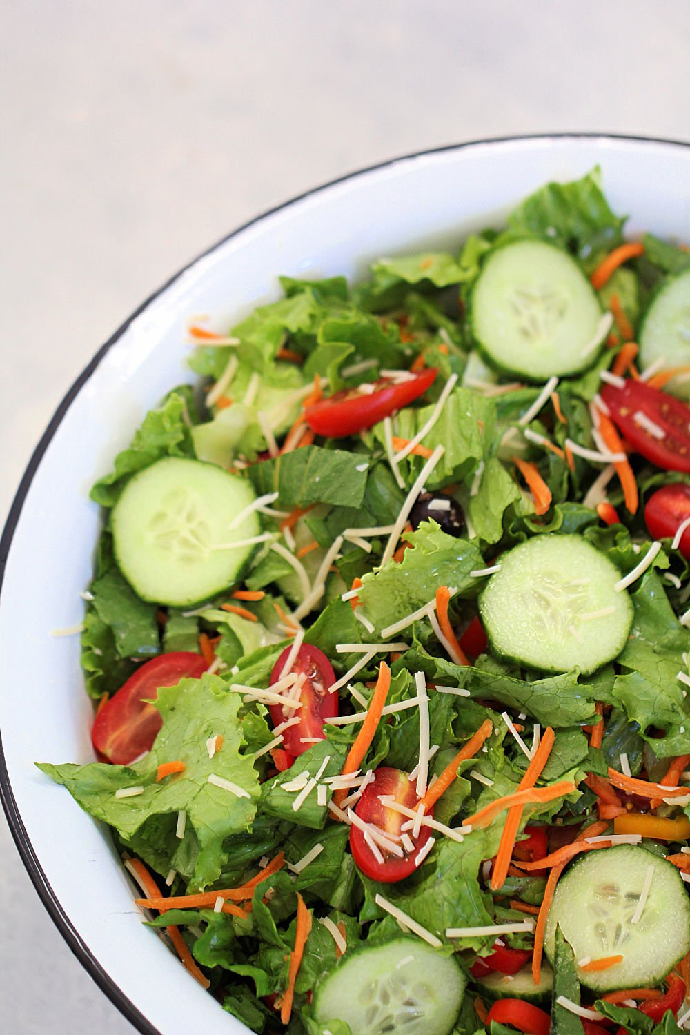 Simple Green Garden Salad in a large salad bowl.