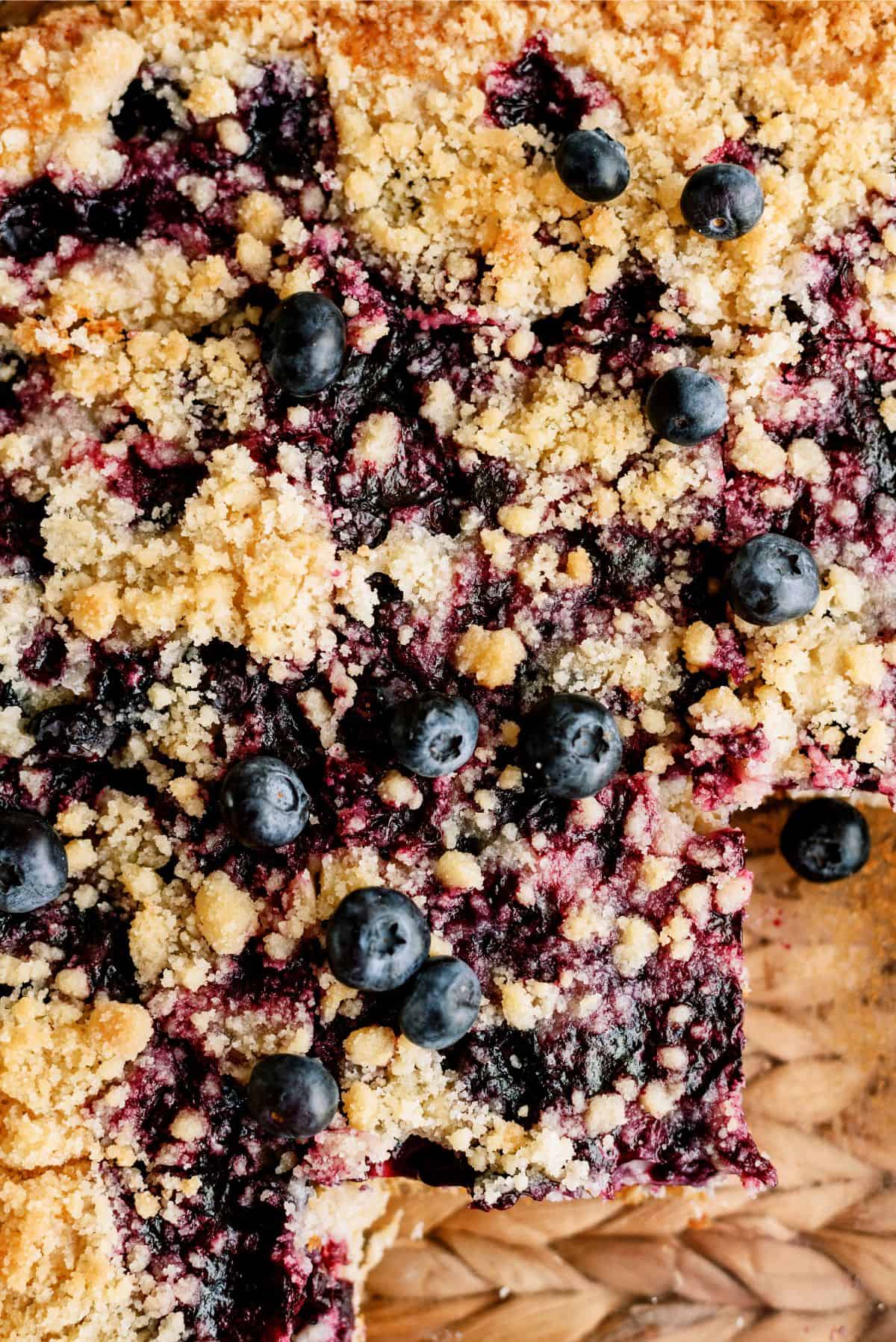 Close up top view of Blueberry Coffee Cake